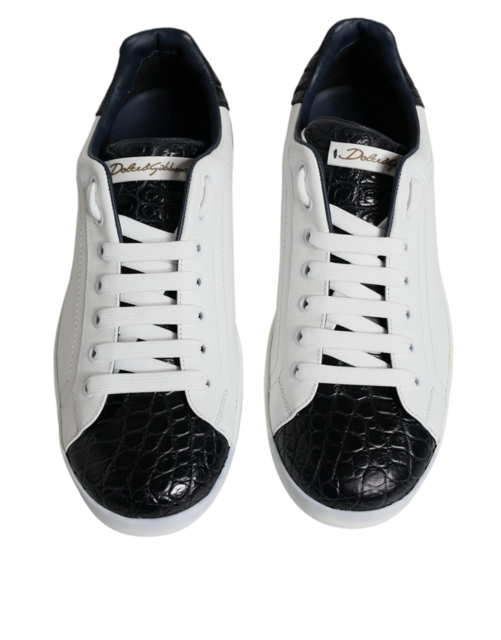Dolce & Gabbana White Leather Logo Portofino Sneaker Shoes - GET THE BRAND