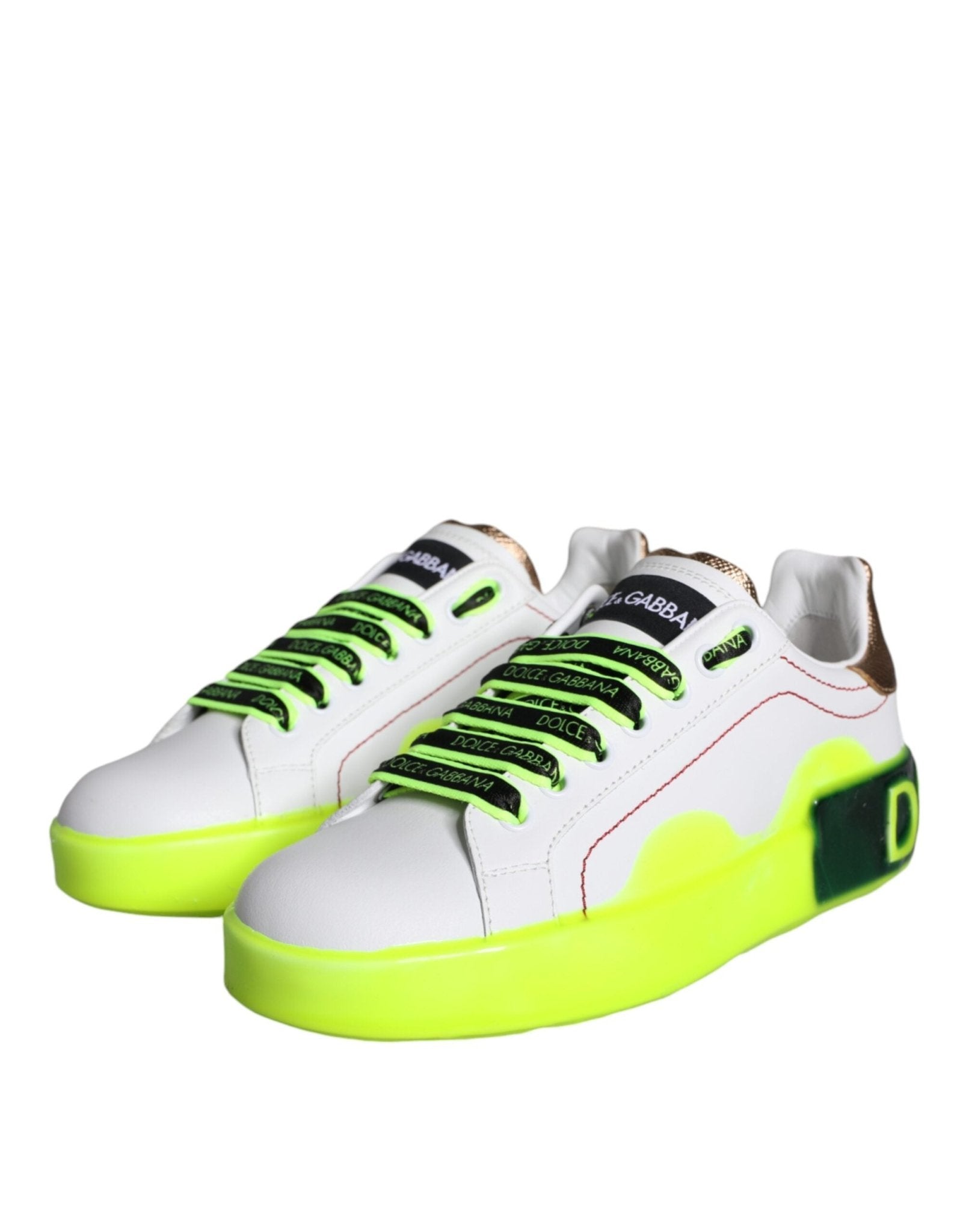 Dolce & Gabbana White Leather Portofino Low Top Sneakers Shoes - GET THE BRAND