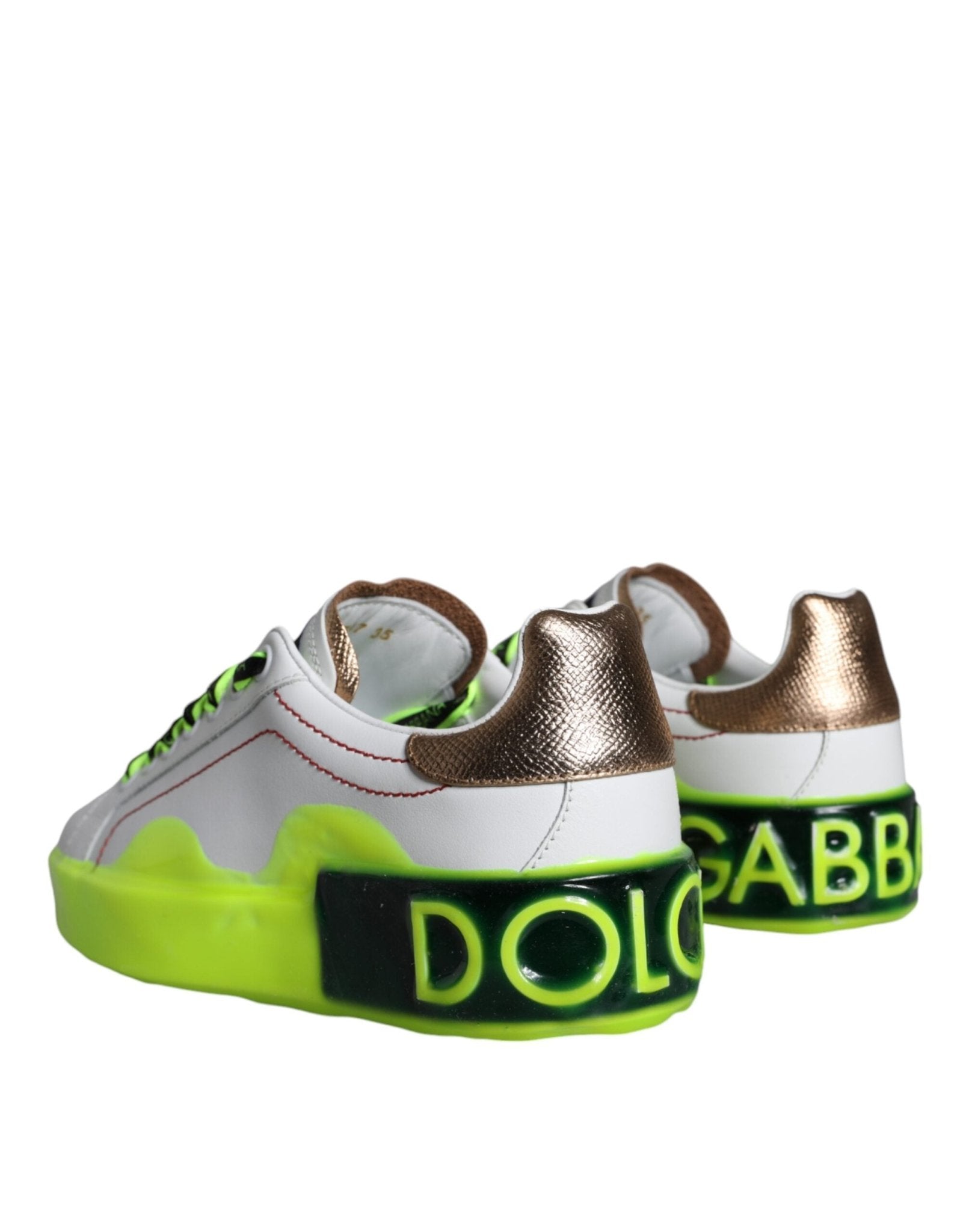 Dolce & Gabbana White Leather Portofino Low Top Sneakers Shoes - GET THE BRAND