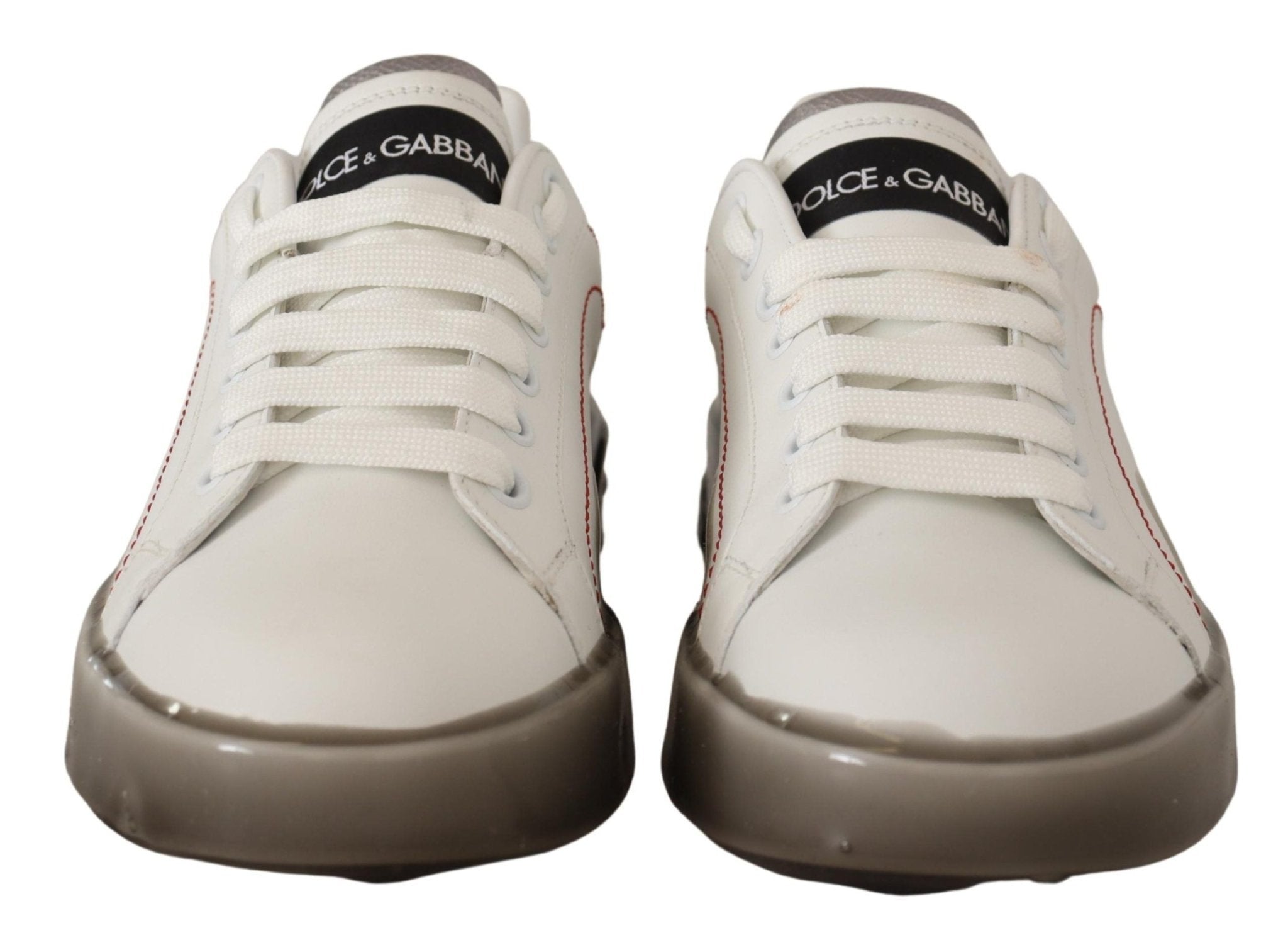 Dolce & Gabbana White Leather Shoes Womens Logo Portofino Sneakers - GET THE BRAND