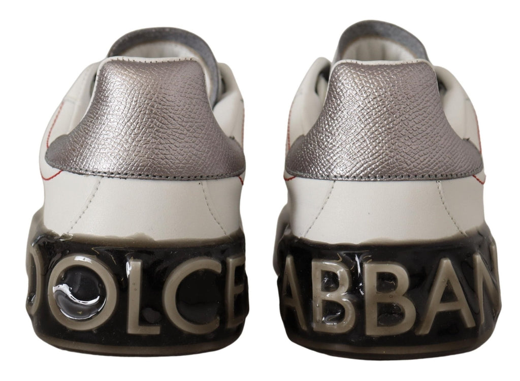 Dolce & Gabbana White Leather Shoes Womens Logo Portofino Sneakers - GET THE BRAND