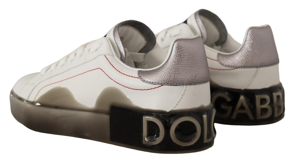 Dolce & Gabbana White Leather Shoes Womens Logo Portofino Sneakers - GET THE BRAND