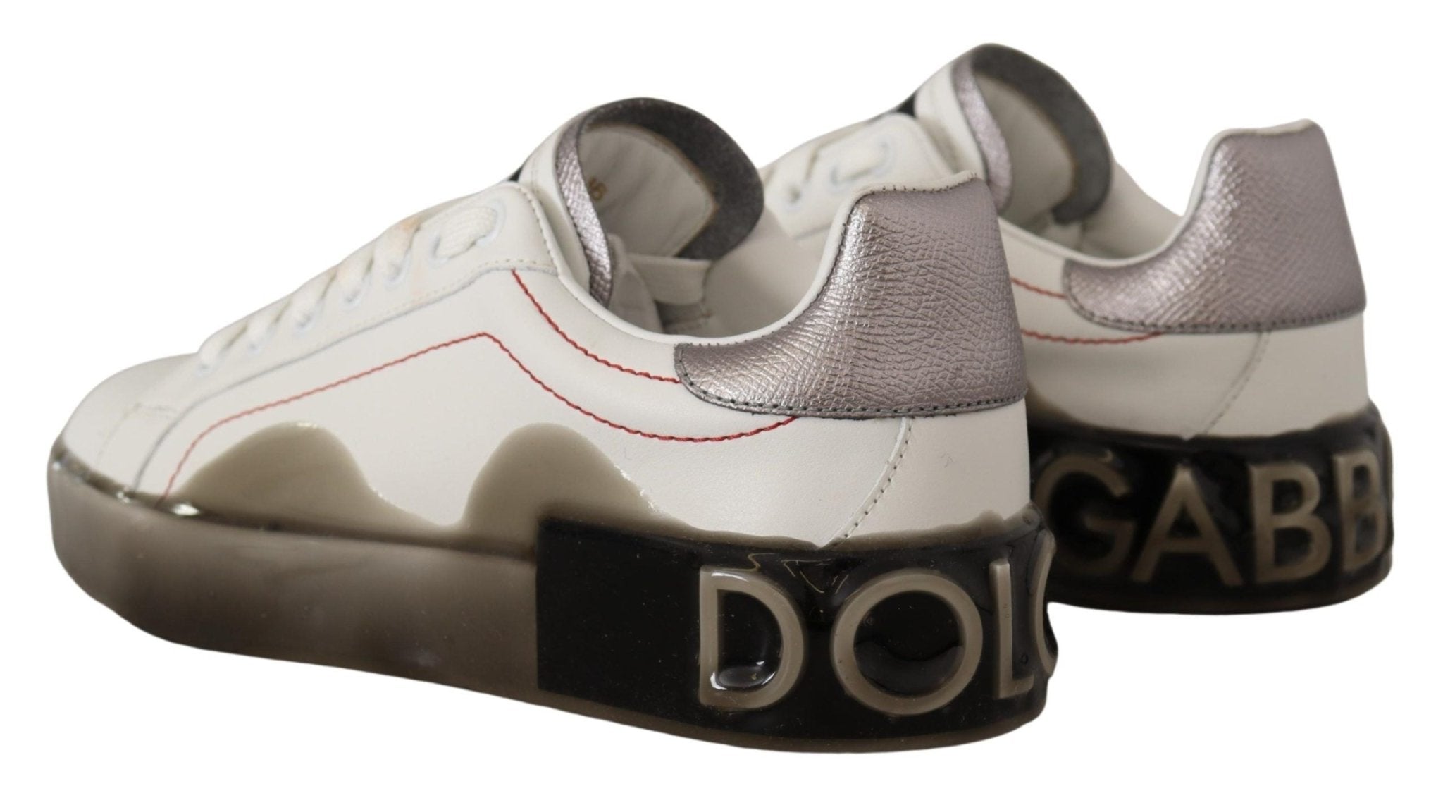Dolce & Gabbana White Leather Shoes Womens Logo Portofino Sneakers - GET THE BRAND