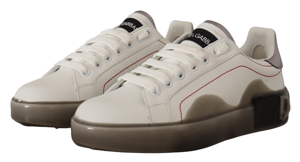 Dolce & Gabbana White Leather Shoes Womens Logo Portofino Sneakers - GET THE BRAND
