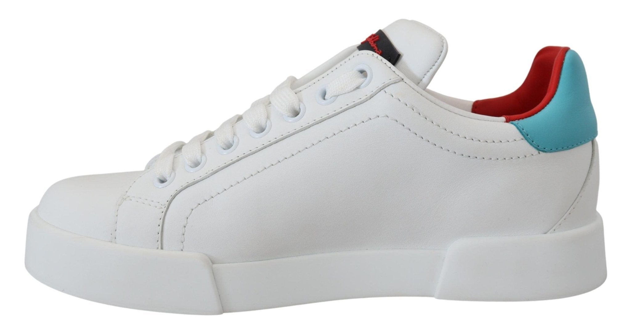 Dolce & Gabbana White Leather Sneaker Portofino Logo Heart Shoes - GET THE BRAND