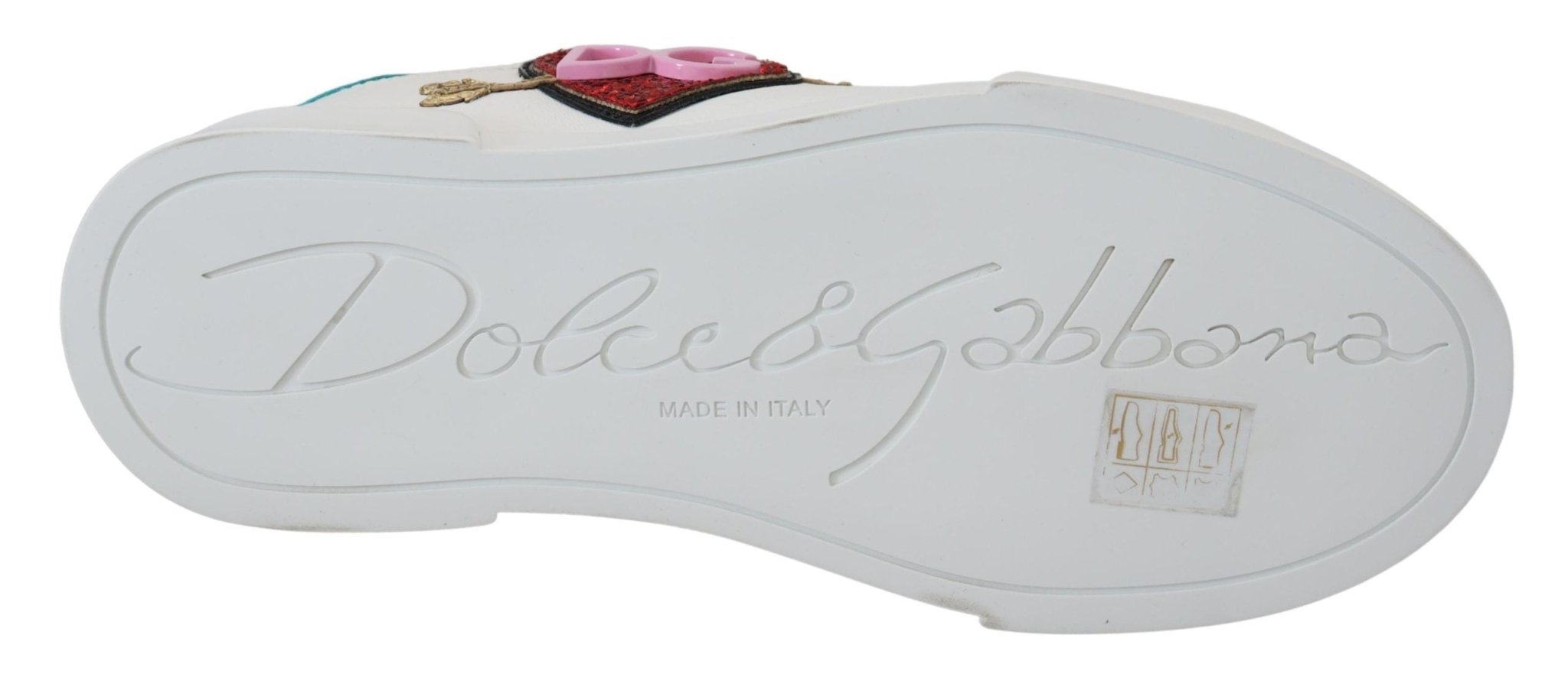 Dolce & Gabbana White Leather Sneaker Portofino Logo Heart Shoes - GET THE BRAND