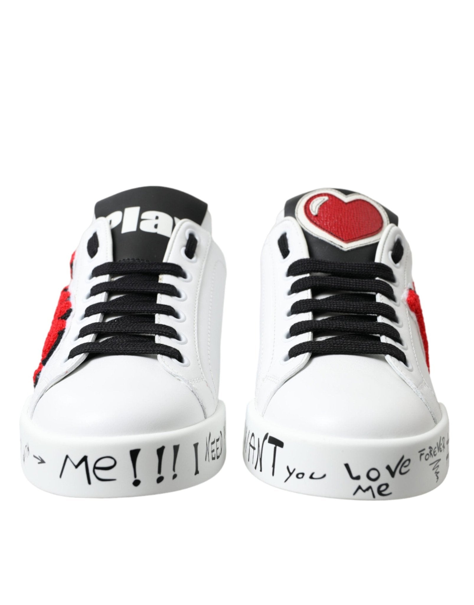 Dolce & Gabbana White Love Patch Portofino Classic Sneakers Shoes - GET THE BRAND