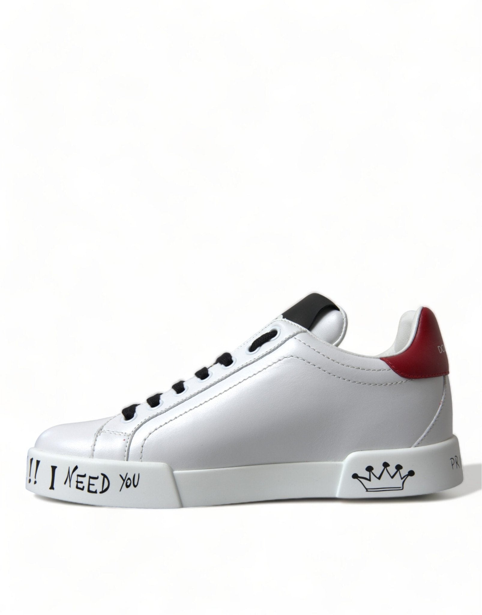 Dolce & Gabbana White Love Patch Portofino Classic Sneakers Shoes - GET THE BRAND