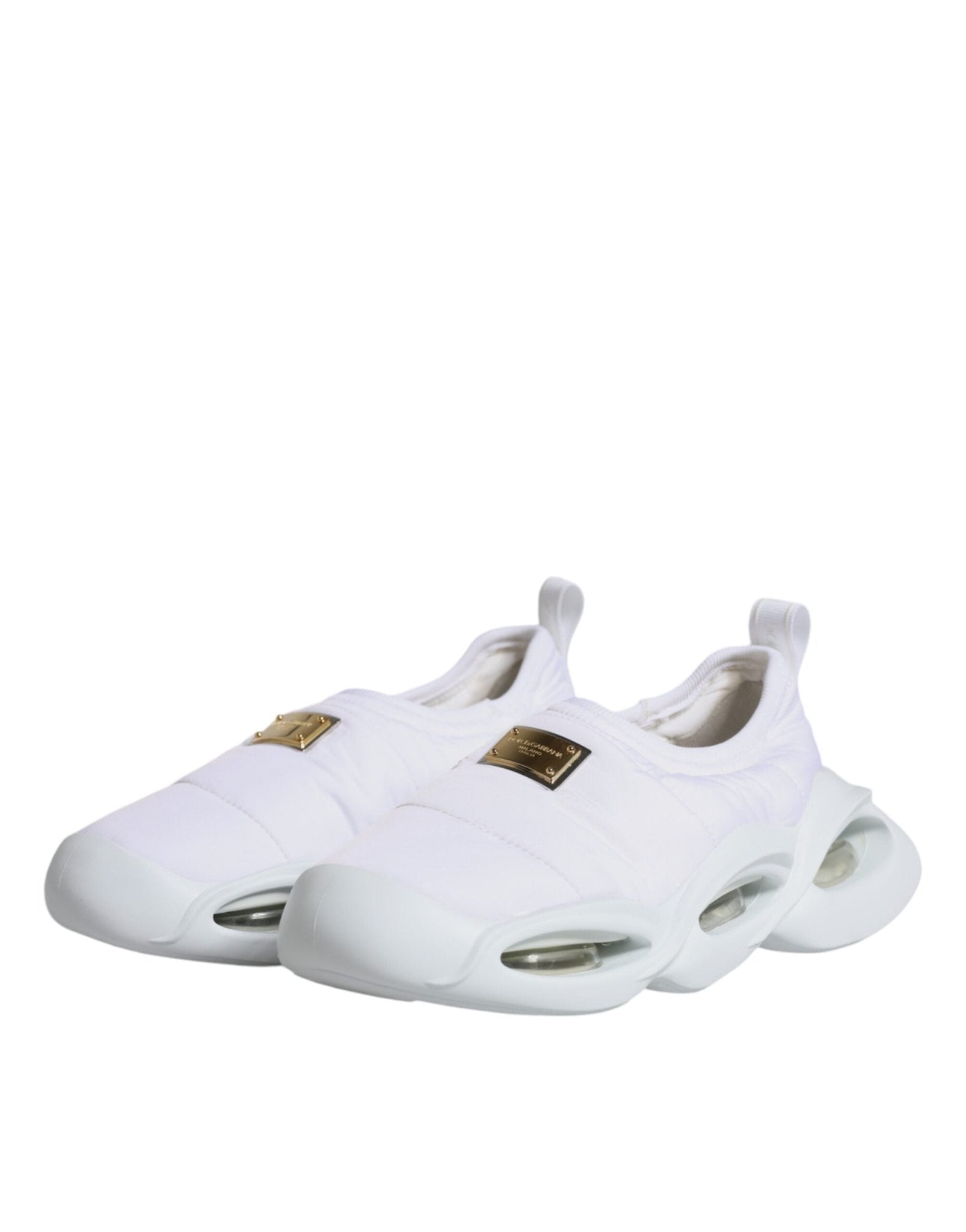 Dolce & Gabbana White Padded Fabric Low Top Sneakers Shoes - GET THE BRAND