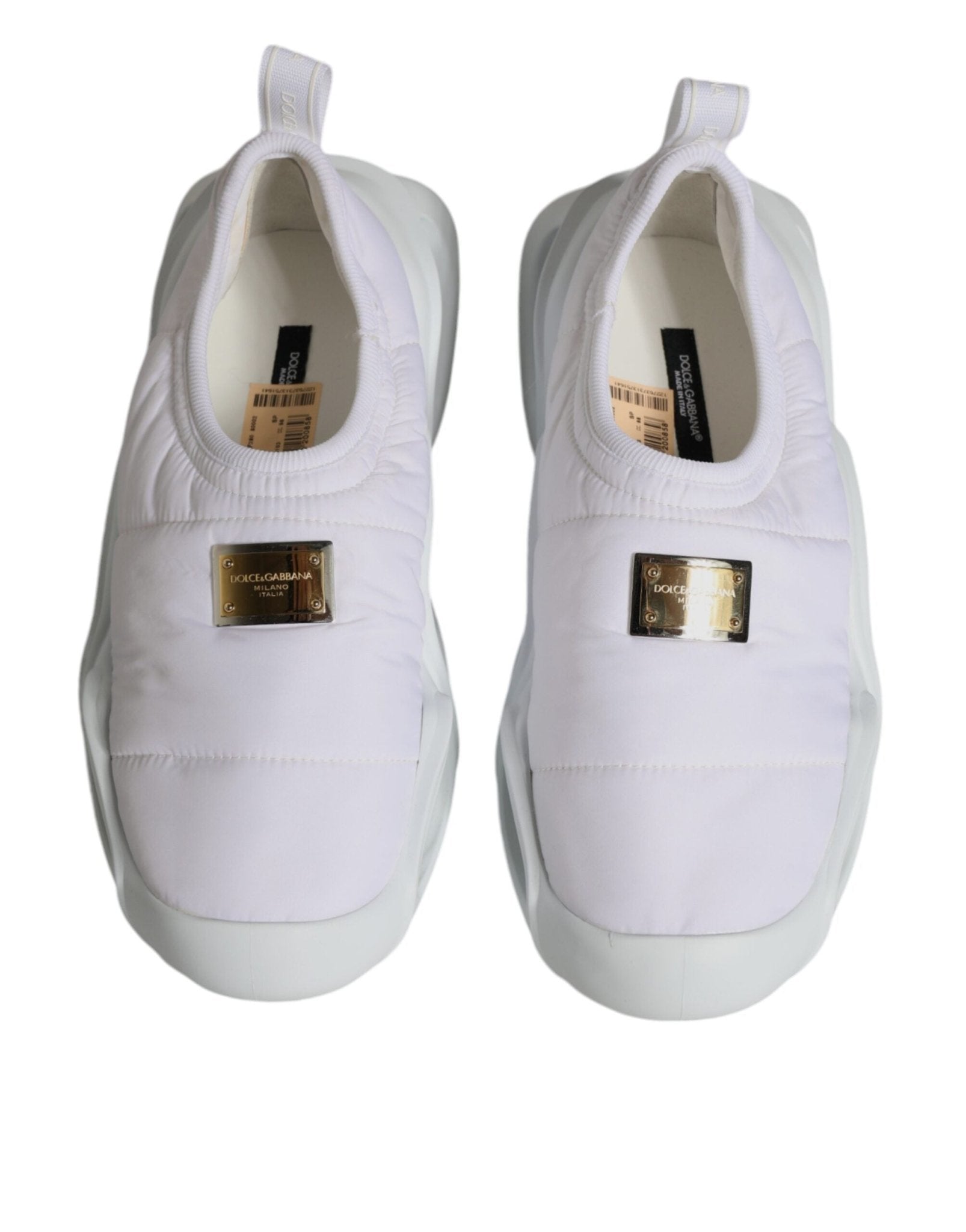 Dolce & Gabbana White Padded Fabric Low Top Sneakers Shoes - GET THE BRAND