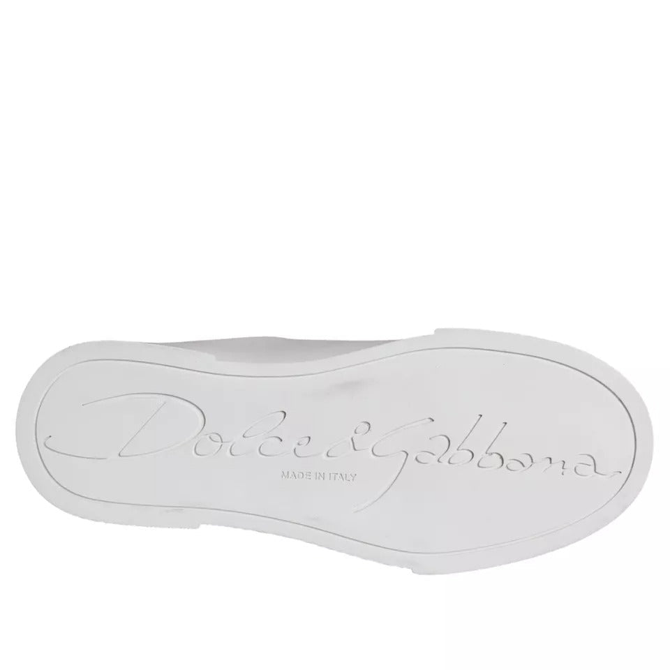 Dolce & Gabbana White Patch Calfskin Nappa Portofino Sneakers Shoes - GET THE BRAND