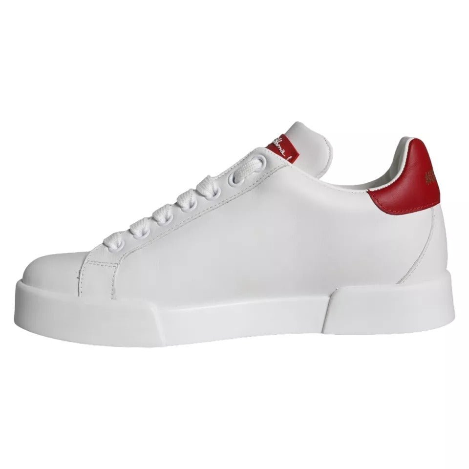 Dolce & Gabbana White Patch Calfskin Nappa Portofino Sneakers Shoes - GET THE BRAND