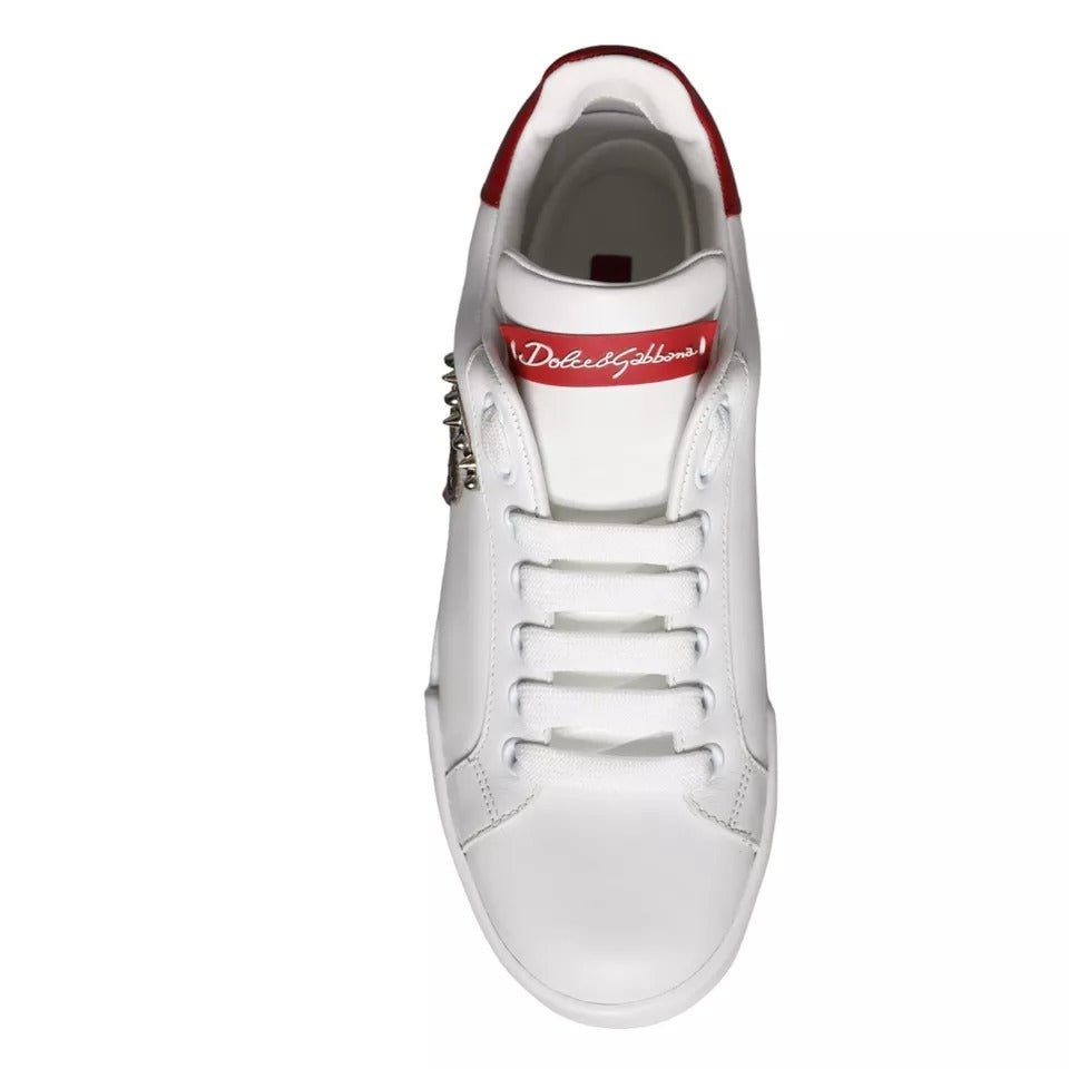 Dolce & Gabbana White Patch Calfskin Nappa Portofino Sneakers Shoes - GET THE BRAND