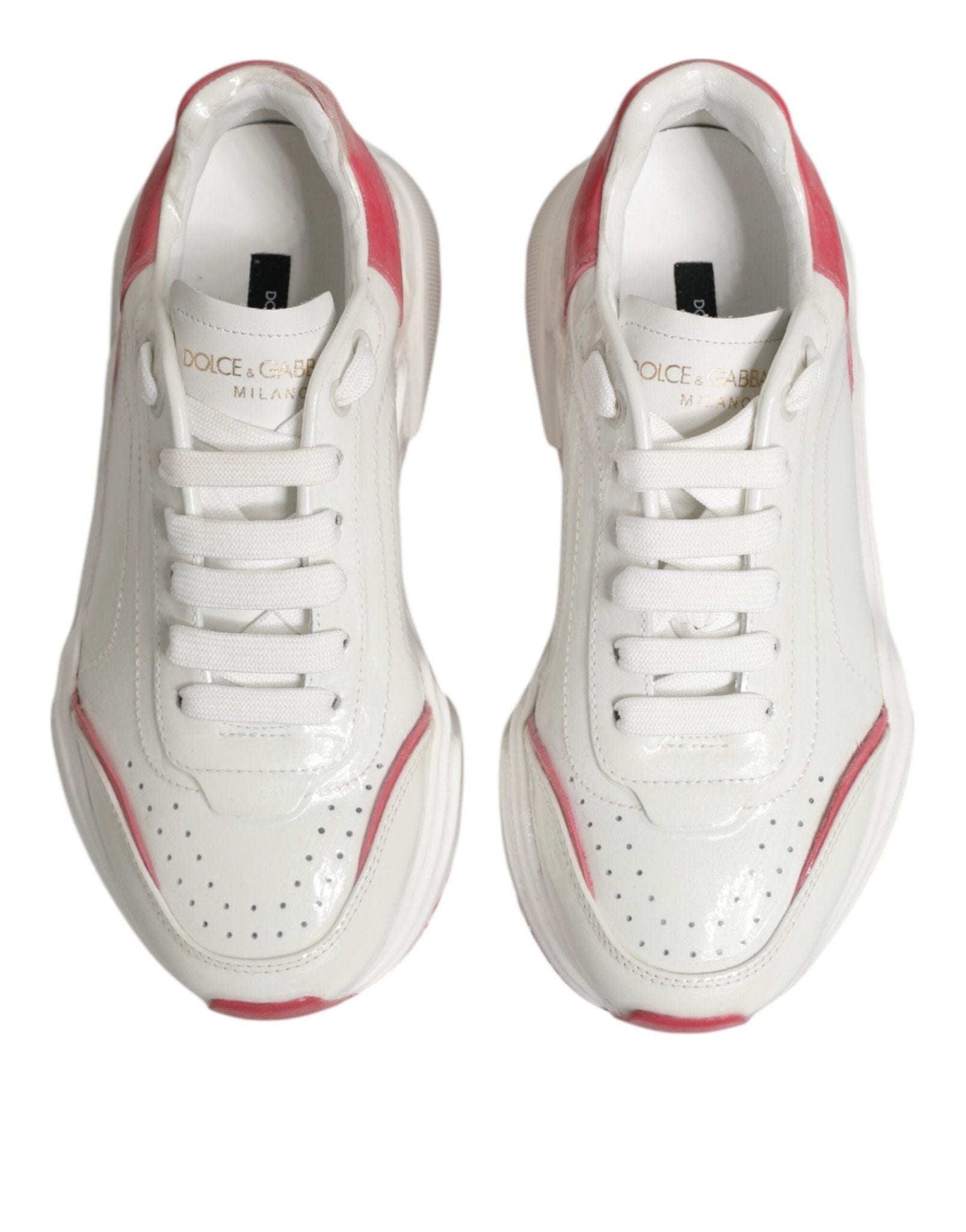 Dolce & Gabbana White Pink Daymaster Low Top Sneakers Shoes - GET THE BRAND