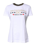 Dolce & Gabbana White Printed Round Neck Top Cotton T-shirt - GET THE BRAND