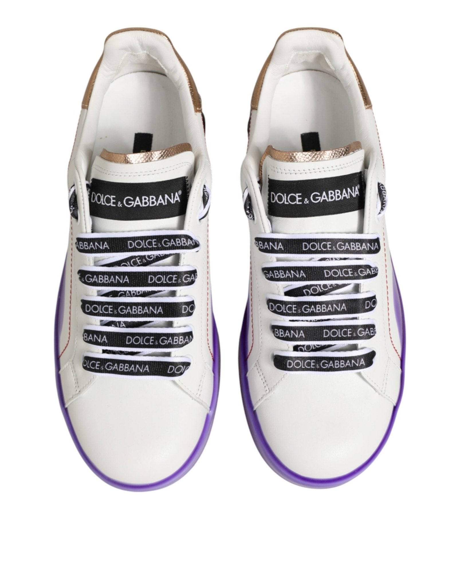 Dolce & Gabbana White Purple Leather Low Top Sneaker Shoes - GET THE BRAND