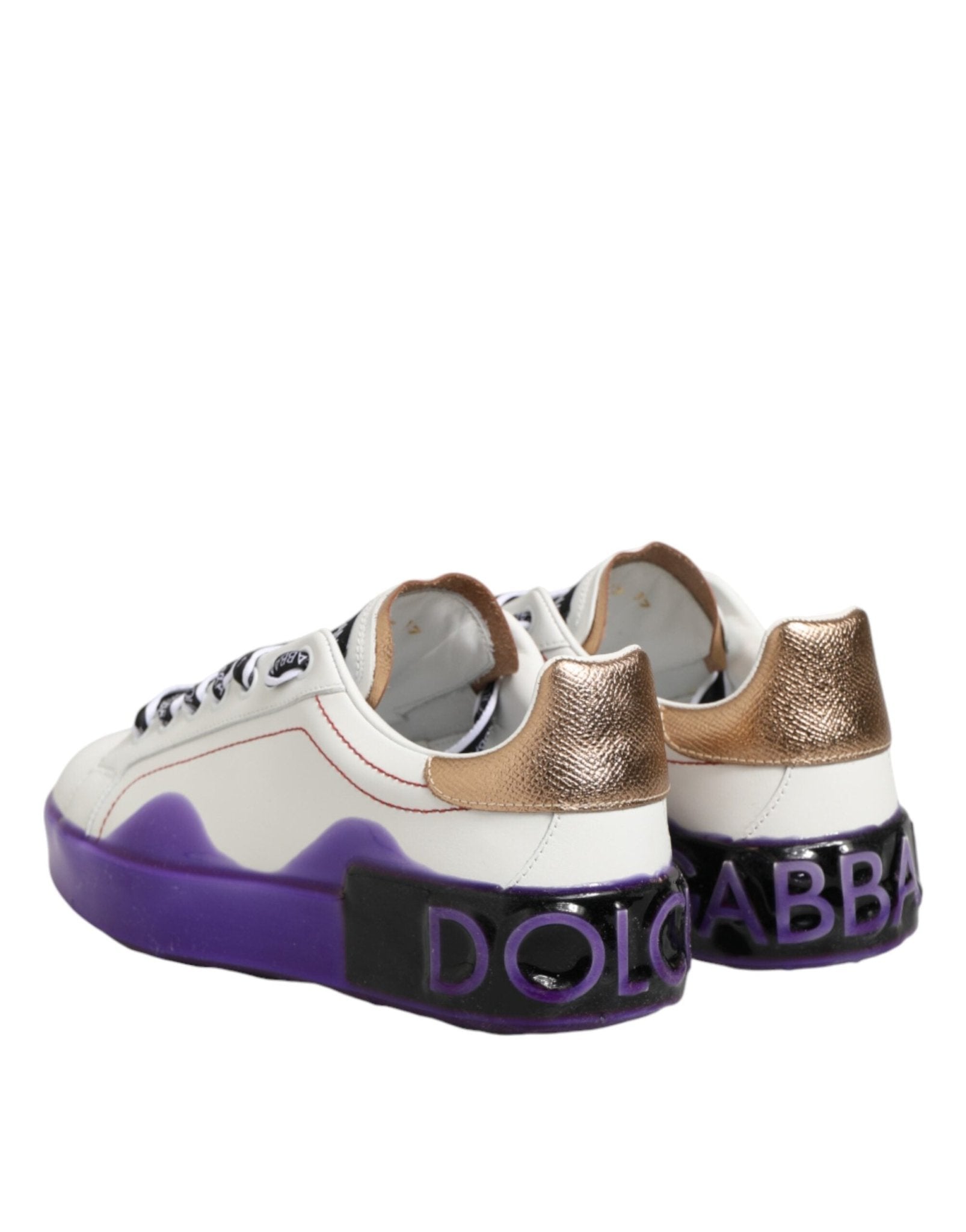 Dolce & Gabbana White Purple Leather Low Top Sneaker Shoes - GET THE BRAND