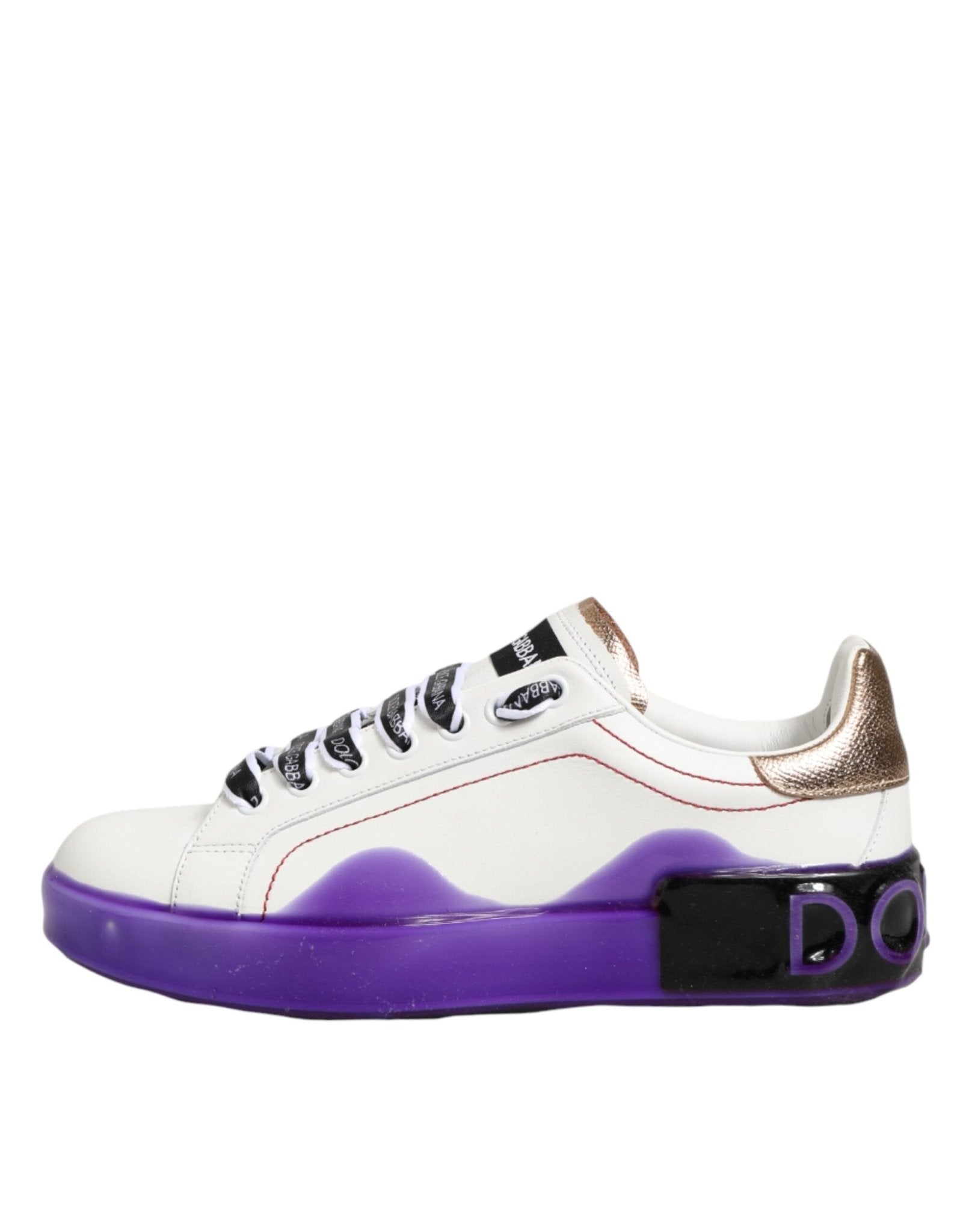 Dolce & Gabbana White Purple Leather Low Top Sneaker Shoes - GET THE BRAND