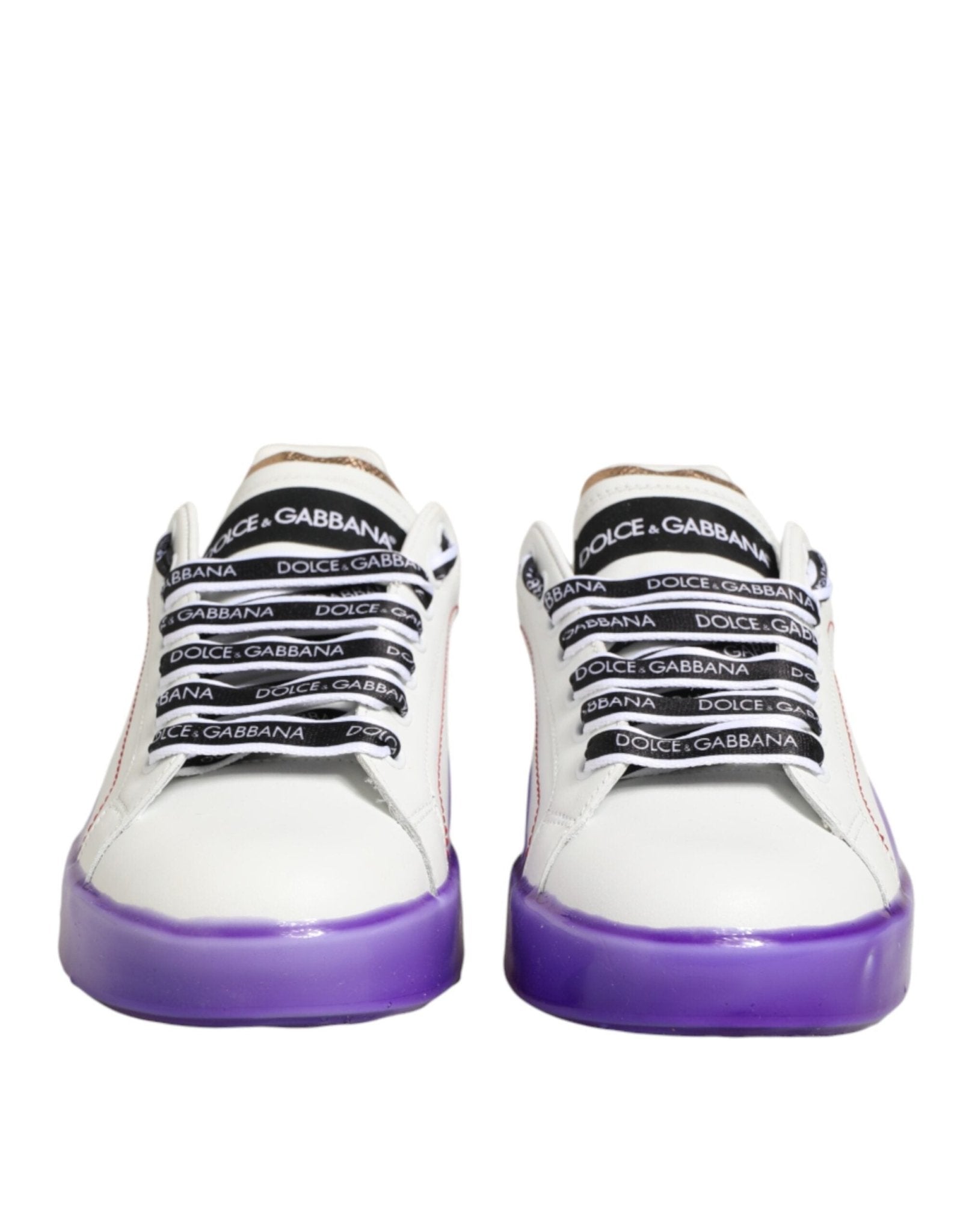 Dolce & Gabbana White Purple Leather Low Top Sneaker Shoes - GET THE BRAND