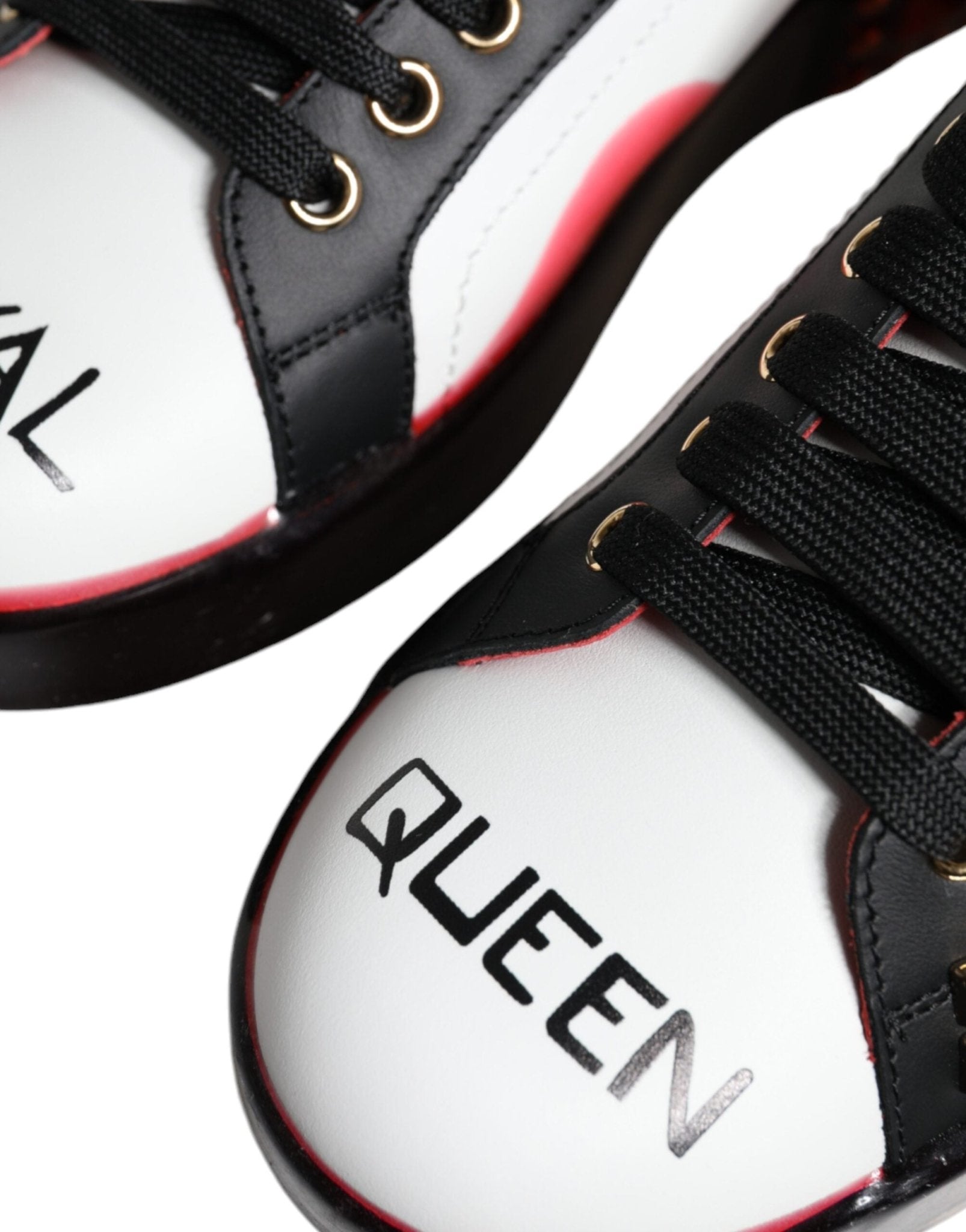 Dolce & Gabbana White Red Crystals Leather Portofino Sneakers Shoes - GET THE BRAND