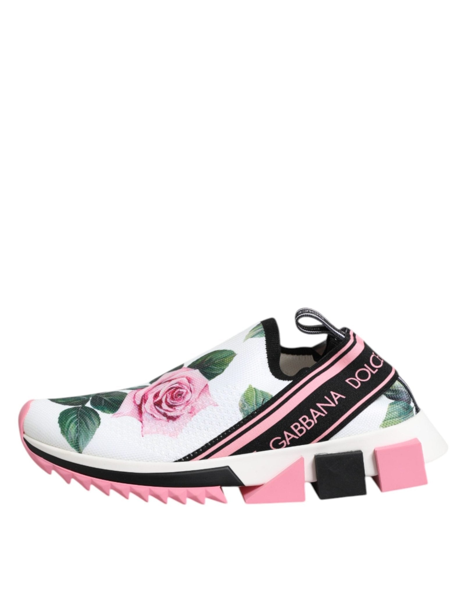 Dolce & Gabbana White Rose Print Sorrento Sneakers Shoes - GET THE BRAND