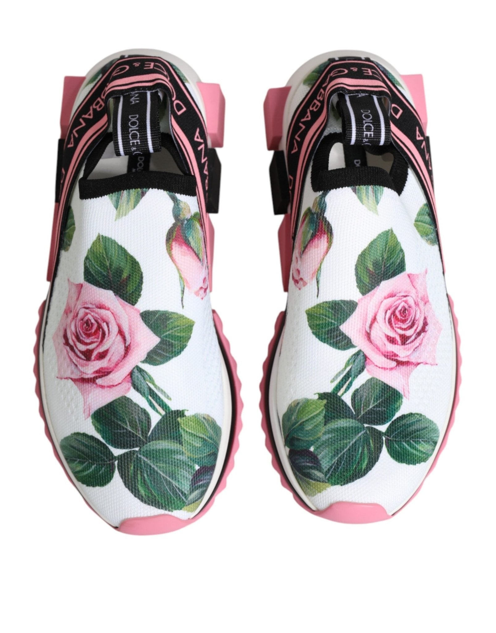 Dolce & Gabbana White Rose Print Sorrento Sneakers Shoes - GET THE BRAND
