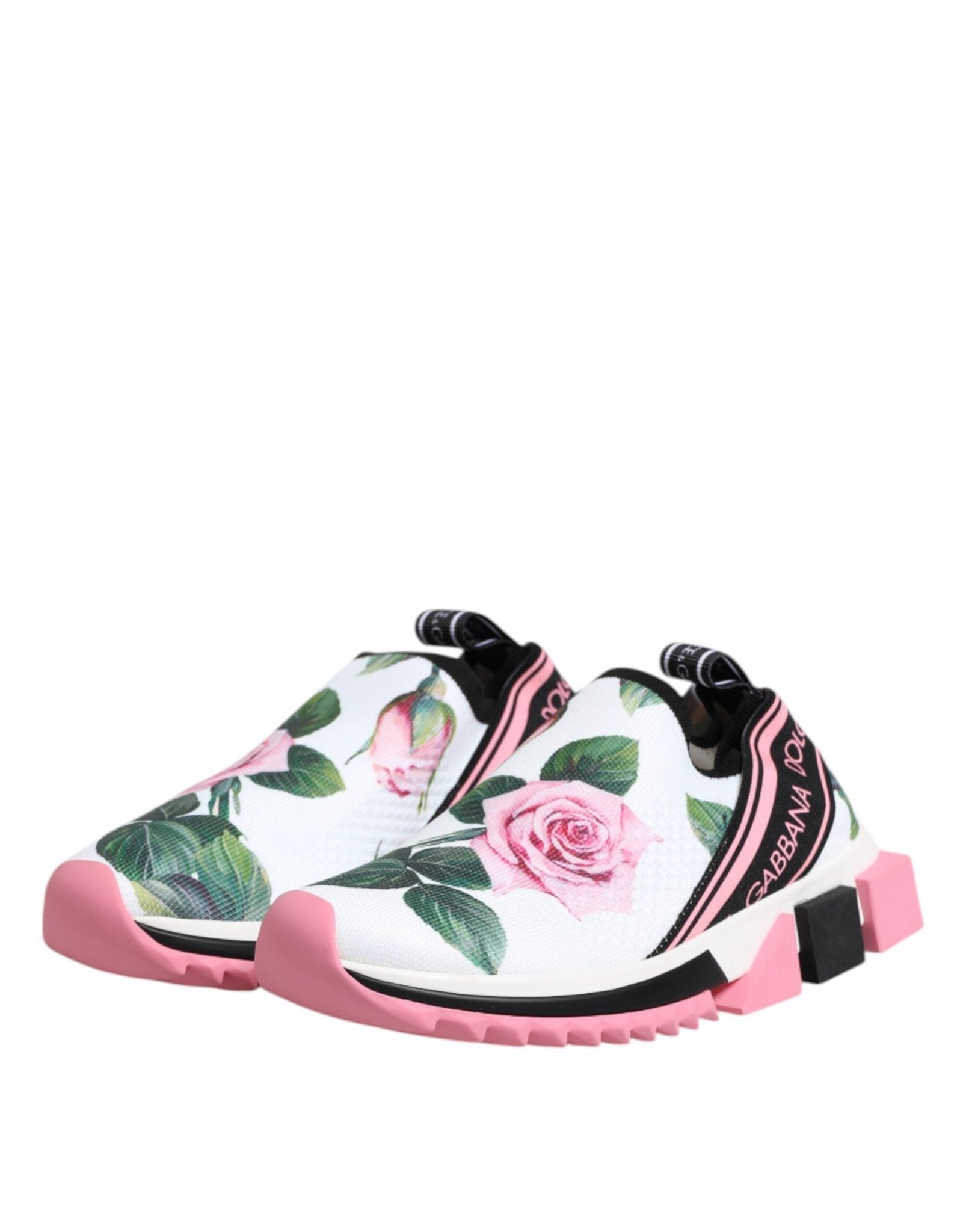 Dolce & Gabbana White Rose Print Sorrento Sneakers Shoes - GET THE BRAND