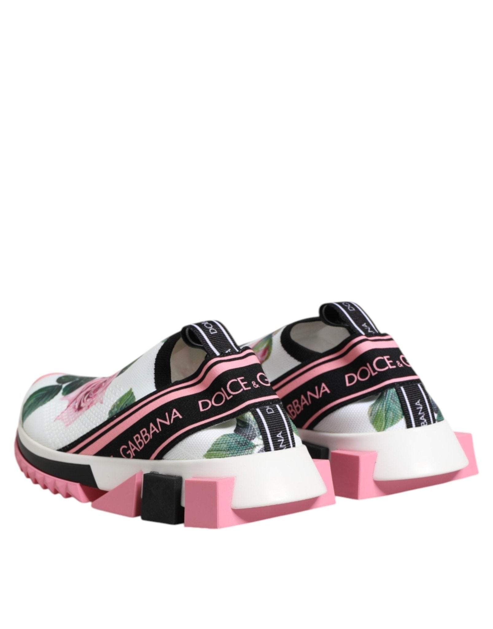 Dolce & Gabbana White Rose Print Sorrento Sneakers Shoes - GET THE BRAND