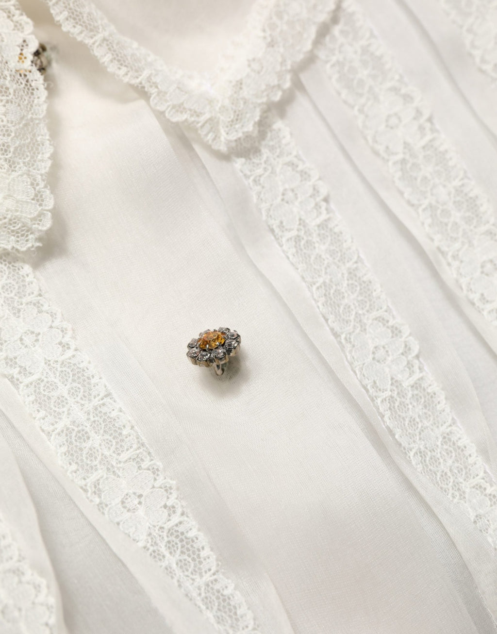 Dolce & Gabbana White Ruffled Sheer Silk Buttoned Blouse Top - GET THE BRAND