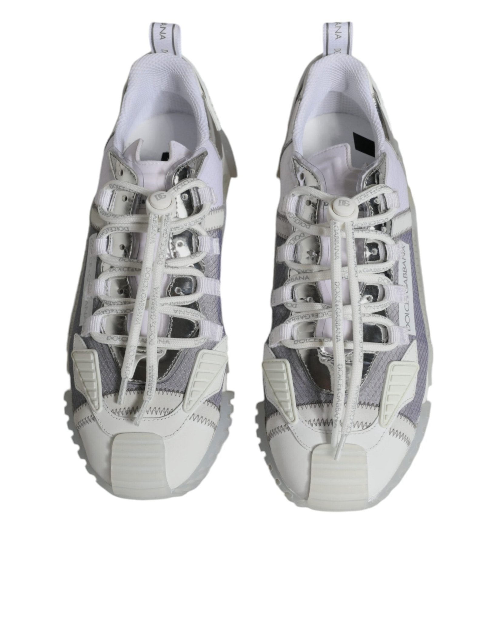Dolce & Gabbana White Silver Low Top NS1 Sneakers Shoes - GET THE BRAND
