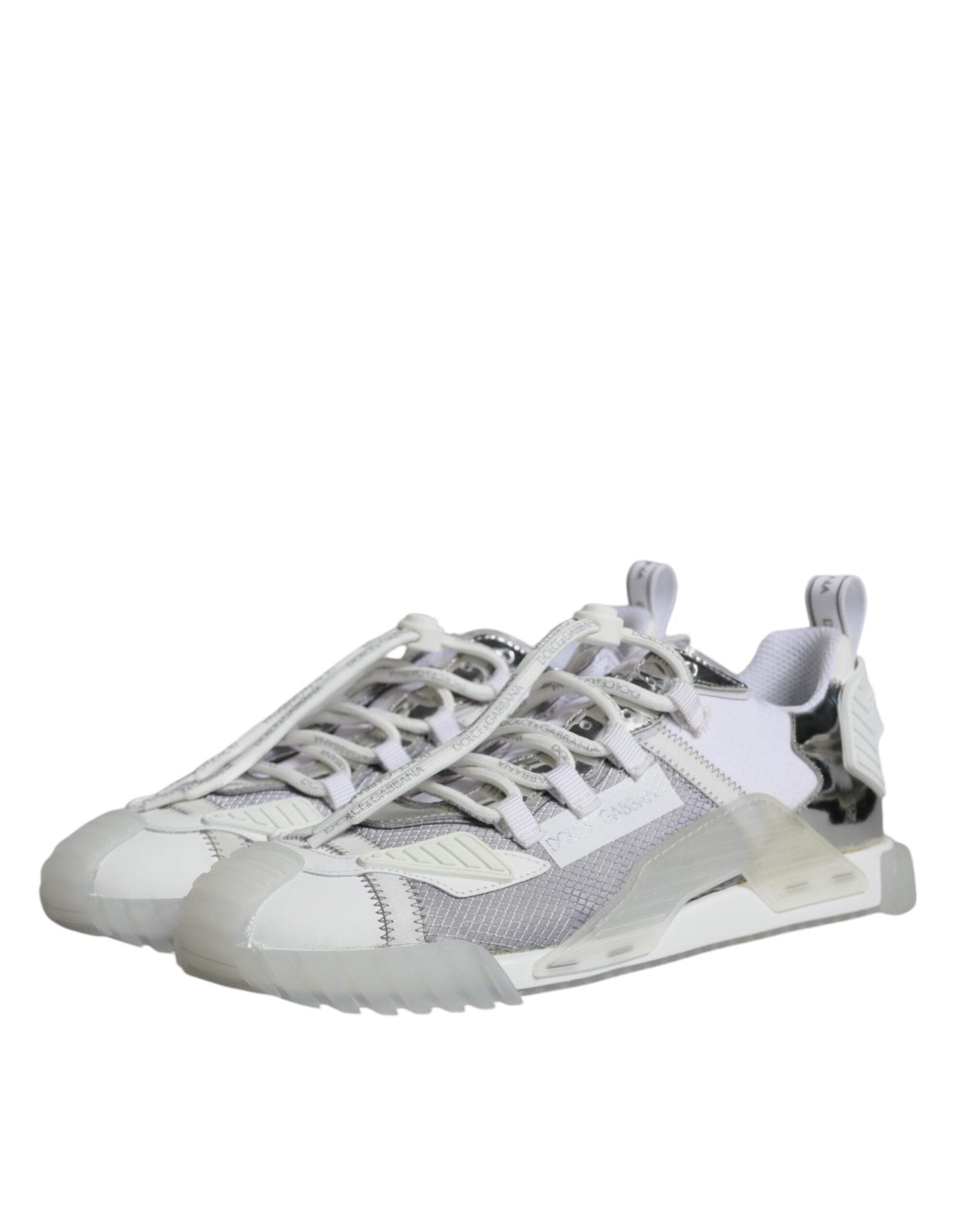 Dolce & Gabbana White Silver Low Top NS1 Sneakers Shoes - GET THE BRAND