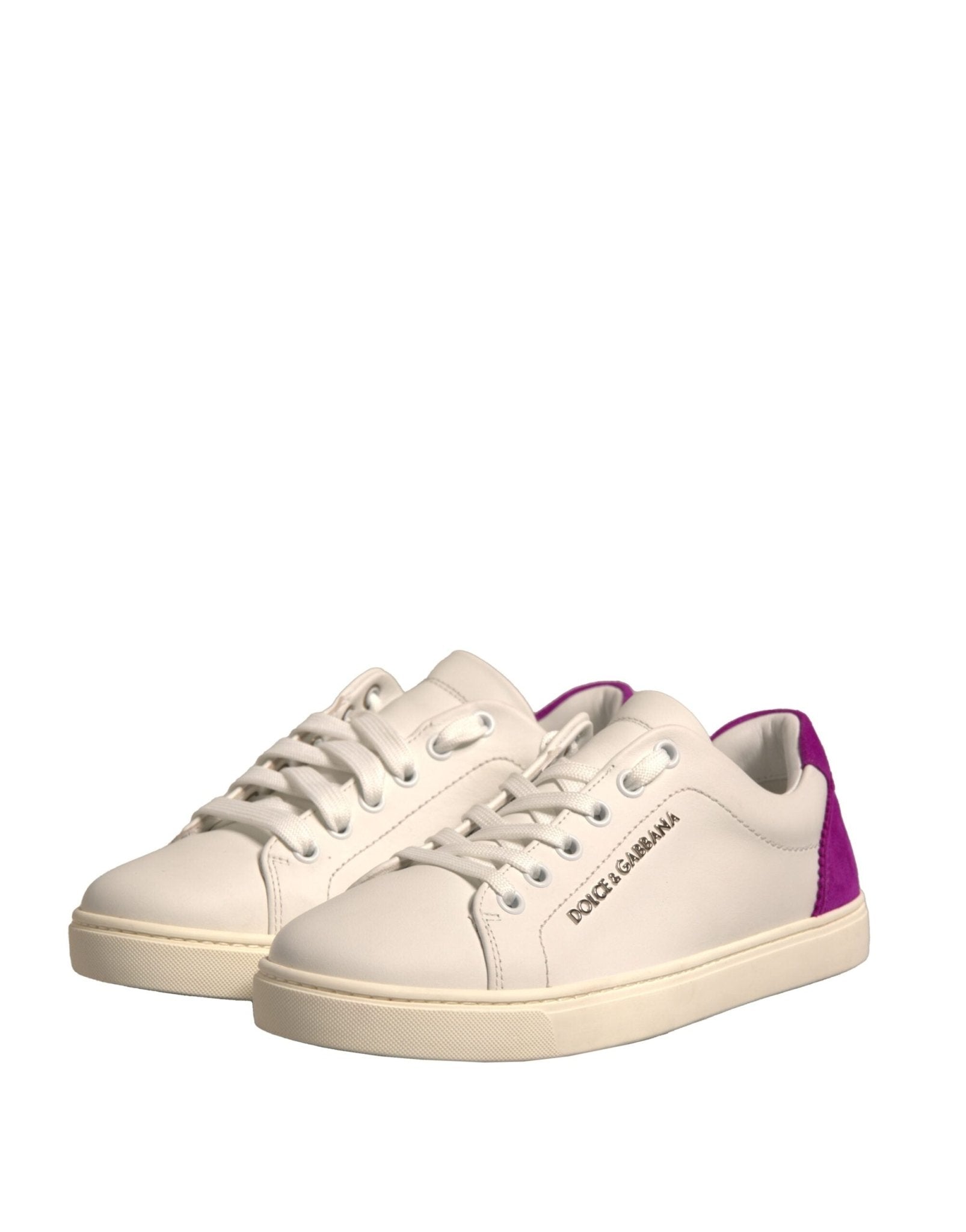 Dolce & Gabbana White Suede Leather Low Top Sneakers Shoes - GET THE BRAND