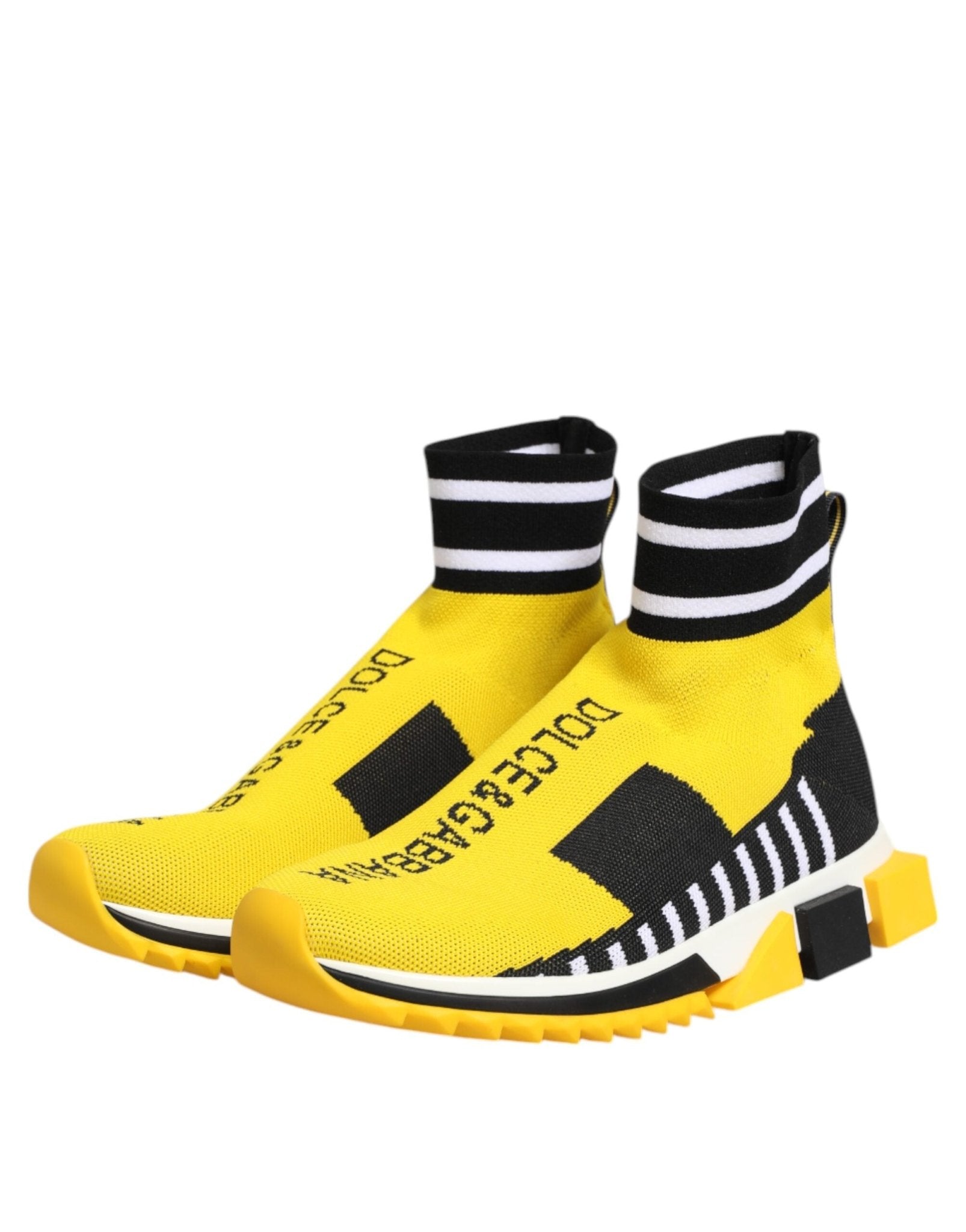 Dolce & Gabbana Yellow Black Sorrento Socks Sneakers Shoes - GET THE BRAND