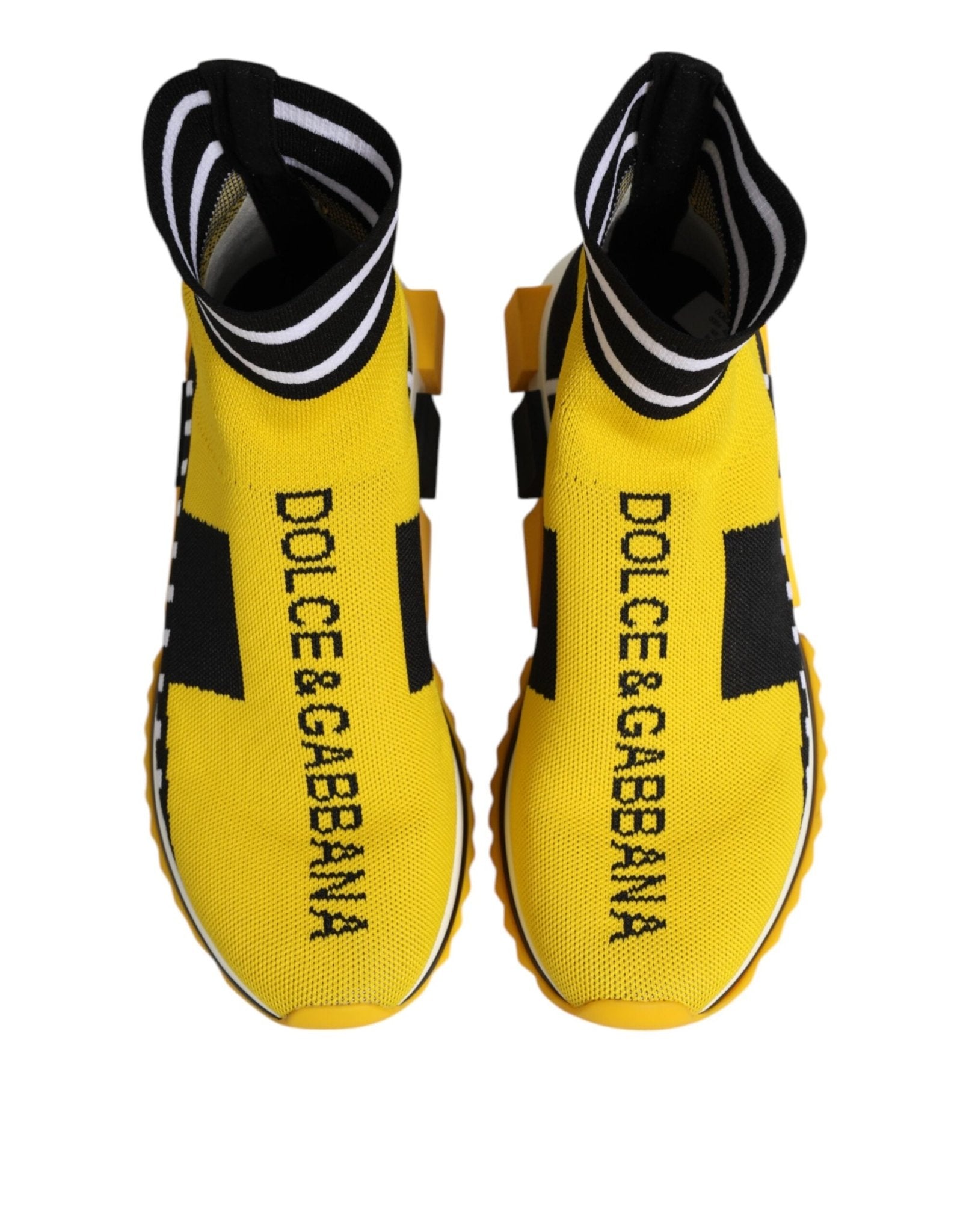 Dolce & Gabbana Yellow Black Sorrento Socks Sneakers Shoes - GET THE BRAND
