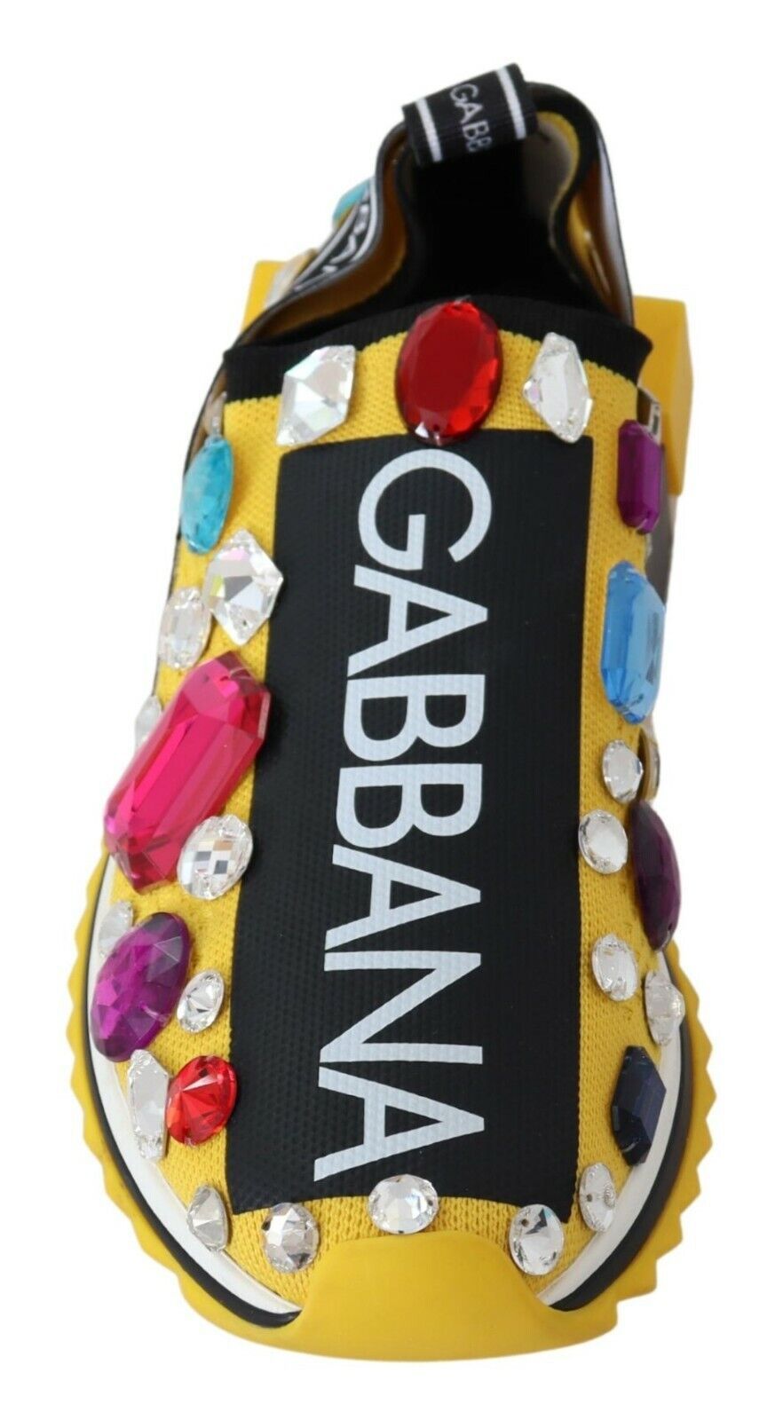 Dolce & Gabbana Yellow Multicolor Crystals Sneakers Shoes - GET THE BRAND
