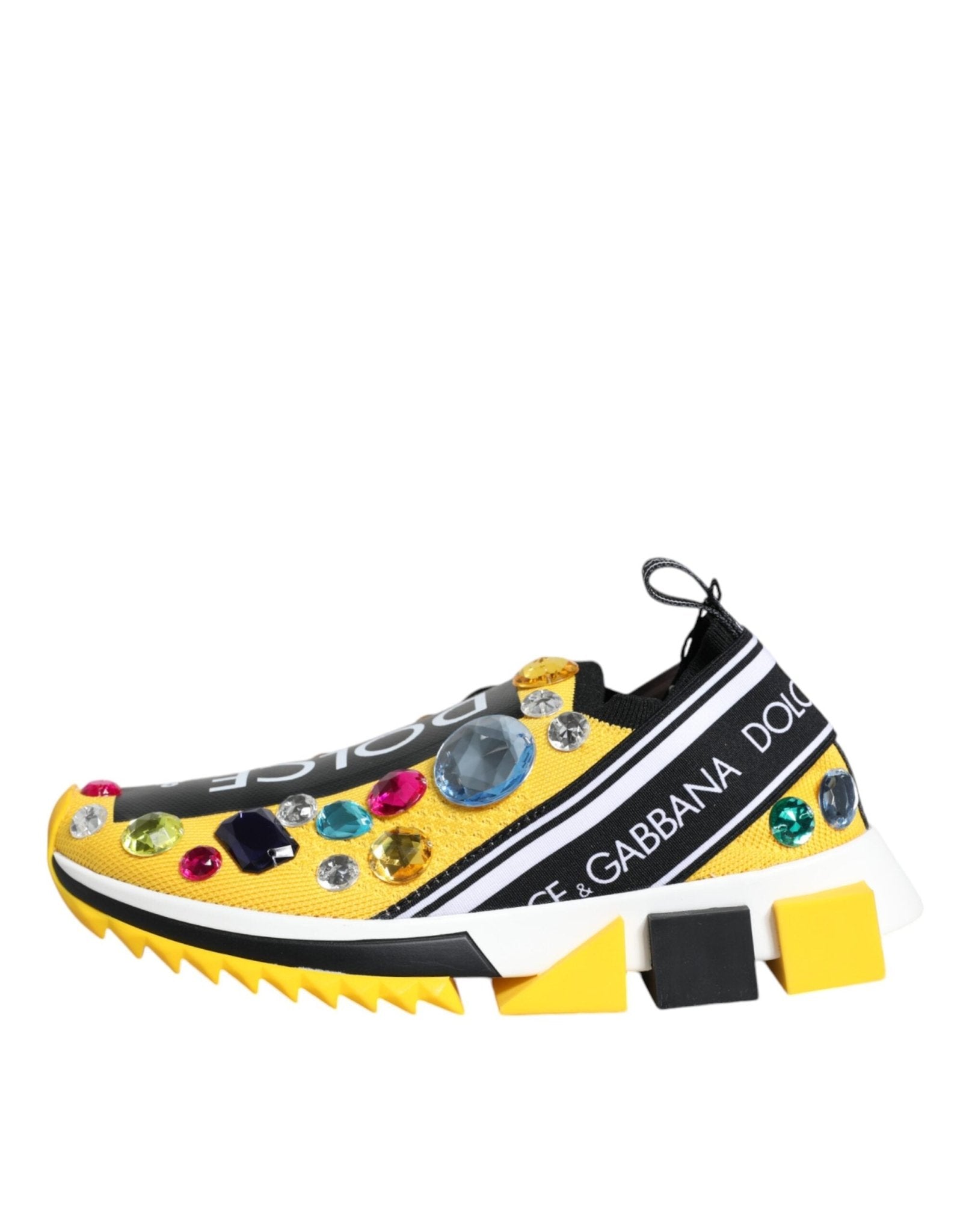 Dolce & Gabbana Yellow Sorrento Crystals Low Top Sneakers Shoes - GET THE BRAND