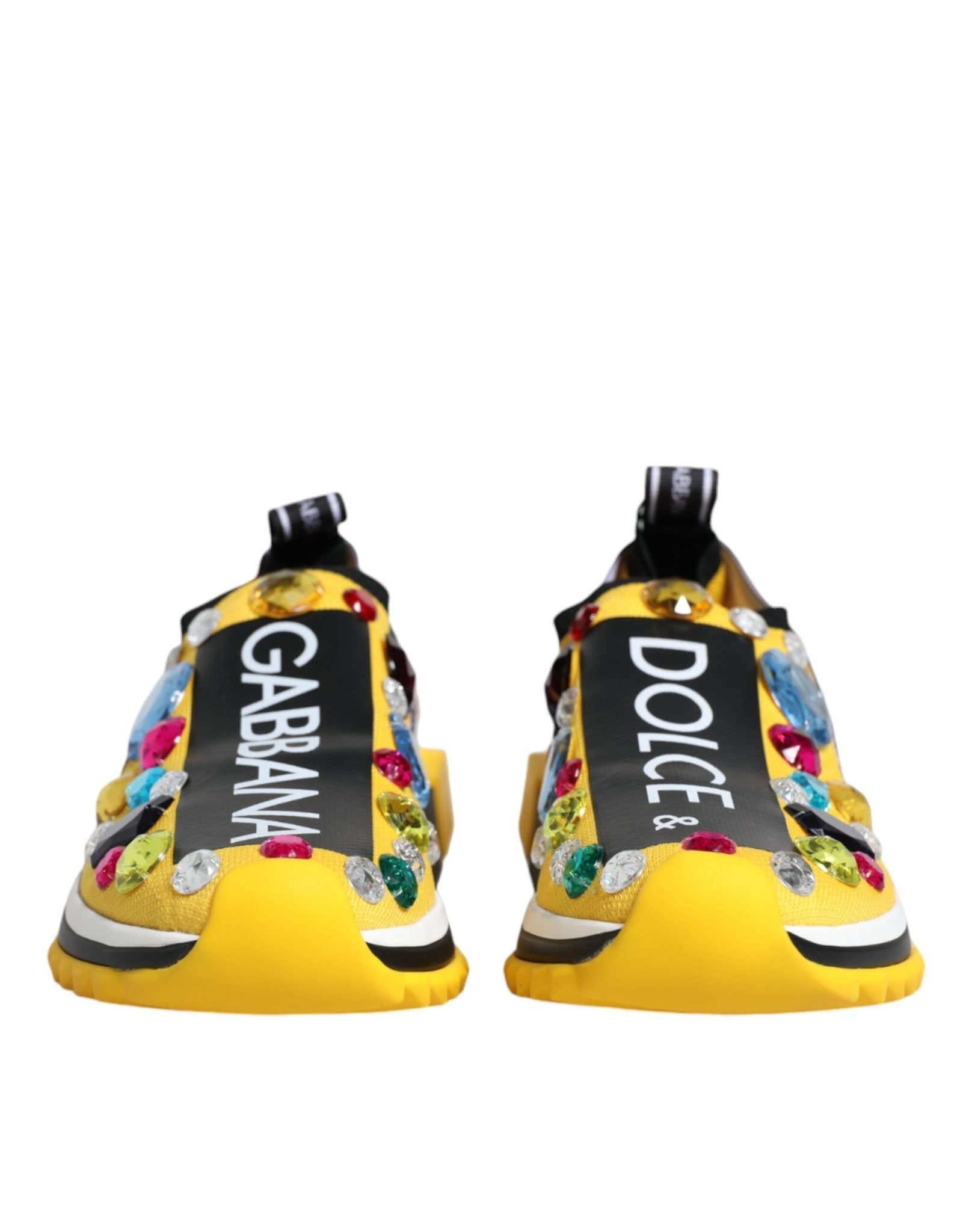 Dolce & Gabbana Yellow Sorrento Crystals Low Top Sneakers Shoes - GET THE BRAND