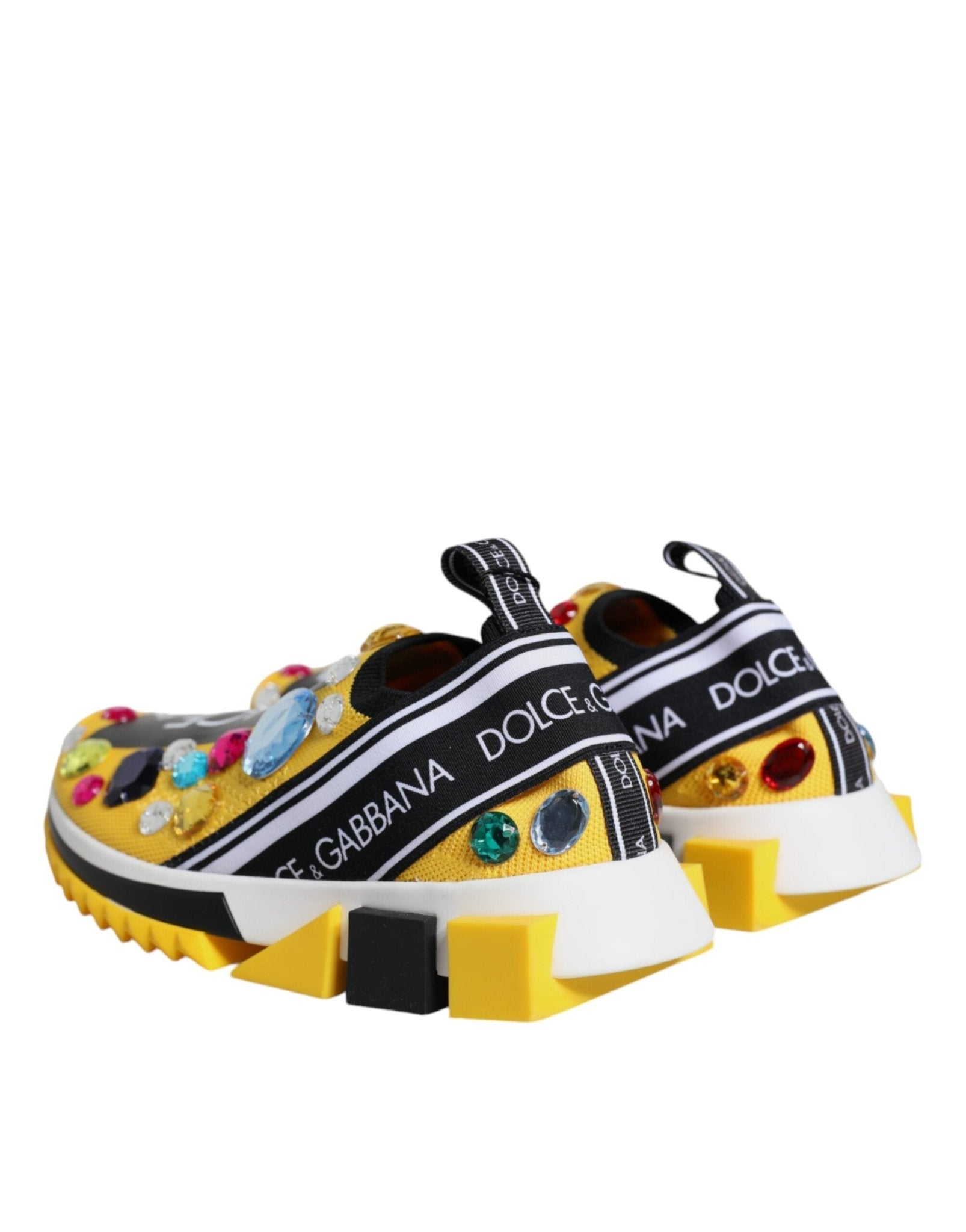 Dolce & Gabbana Yellow Sorrento Crystals Low Top Sneakers Shoes - GET THE BRAND