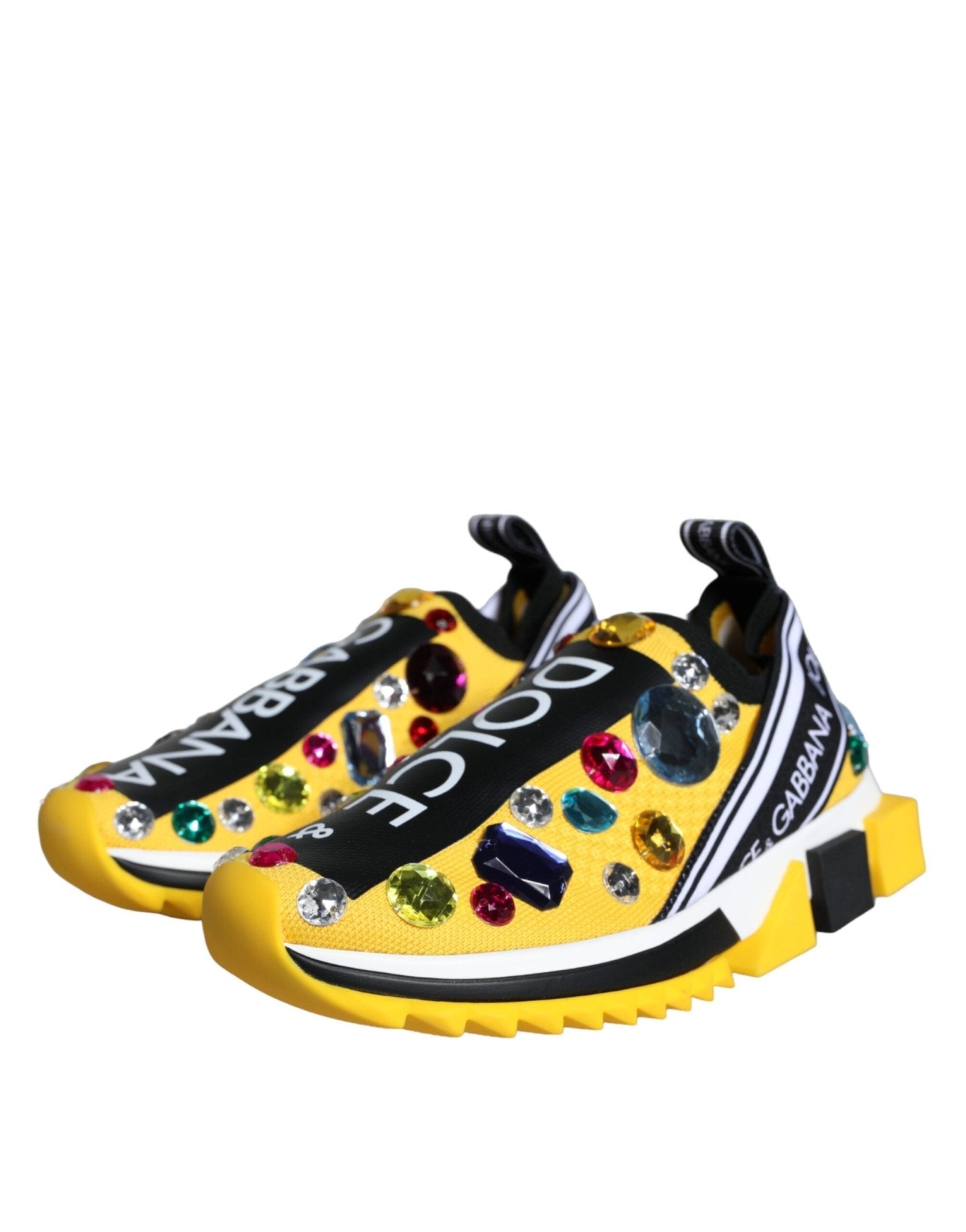 Dolce & Gabbana Yellow Sorrento Crystals Sneakers Womens Shoes - GET THE BRAND