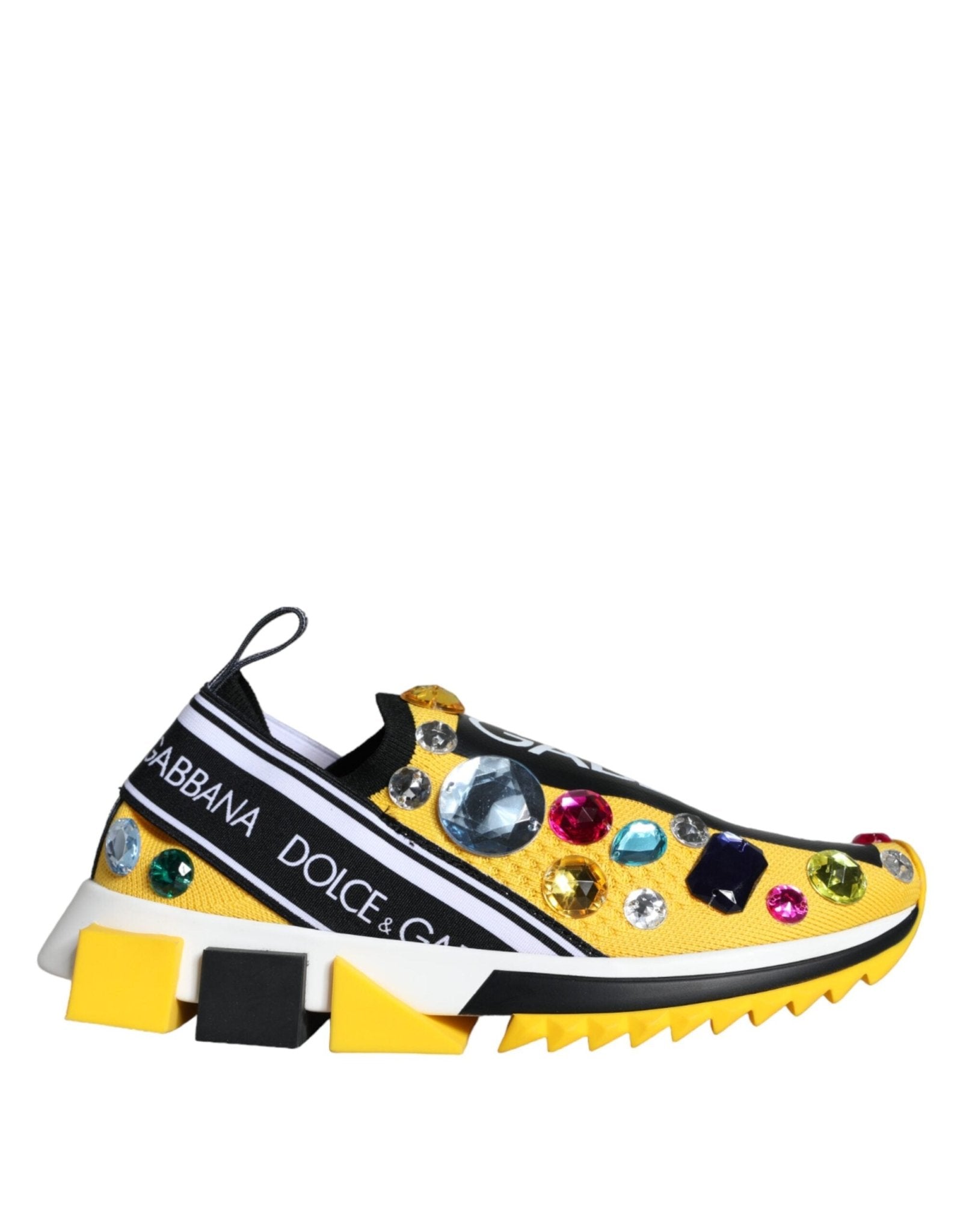 Dolce & Gabbana Yellow Sorrento Crystals Sneakers Womens Shoes - GET THE BRAND