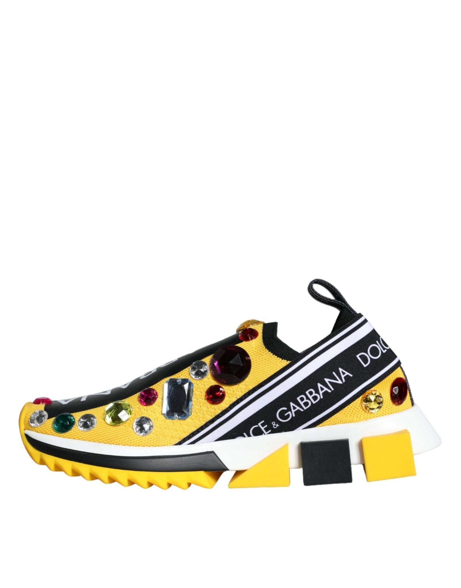 Dolce & Gabbana Yellow Sorrento Crystals Sneakers Womens Shoes - GET THE BRAND
