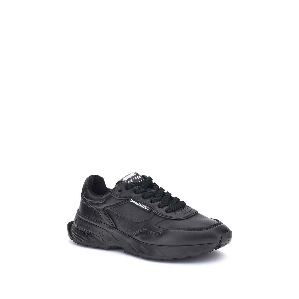 Dsquared² Black Calf Leather Bos Taurus Athletic Sneakers - GET THE BRAND