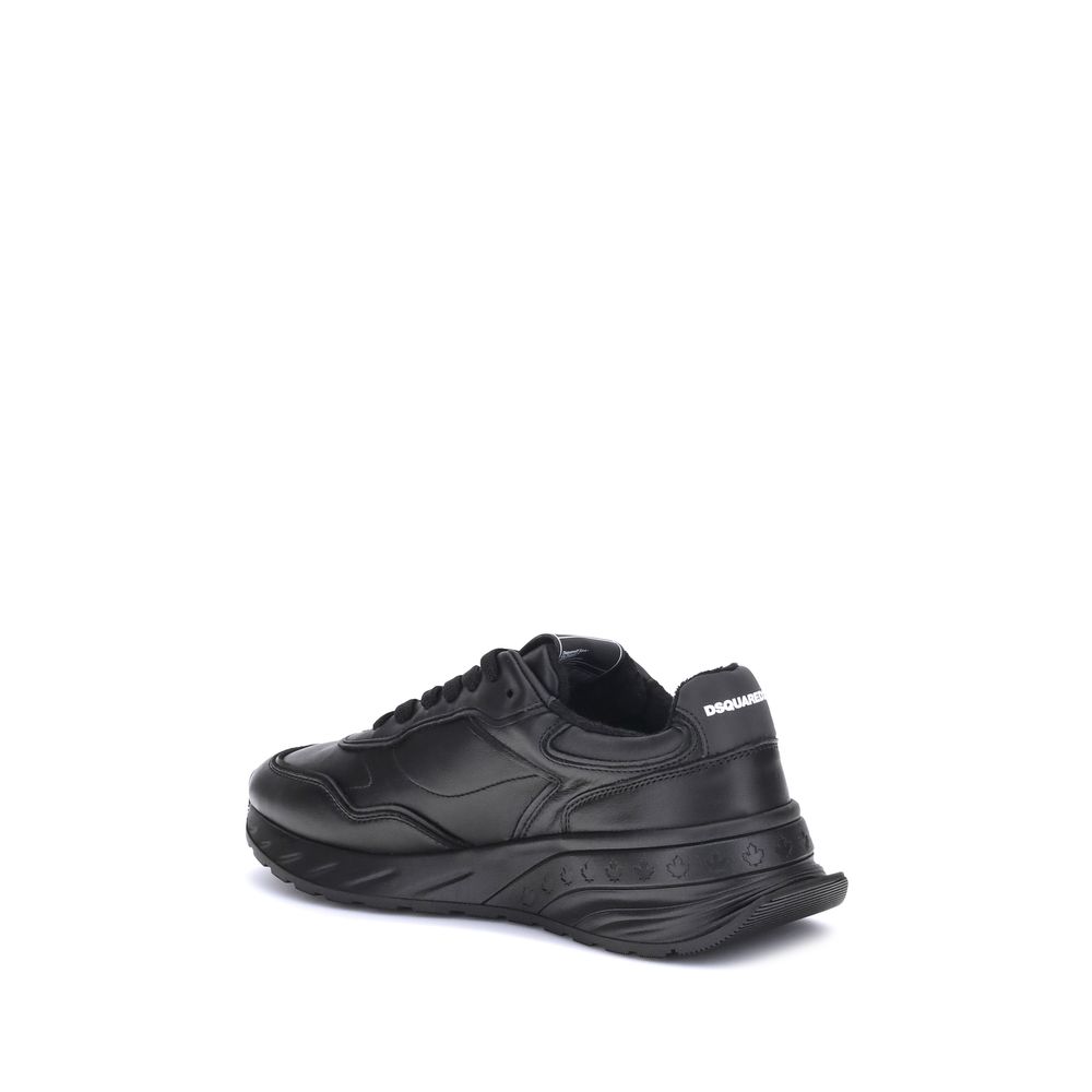Dsquared² Black Calf Leather Bos Taurus Athletic Sneakers - GET THE BRAND