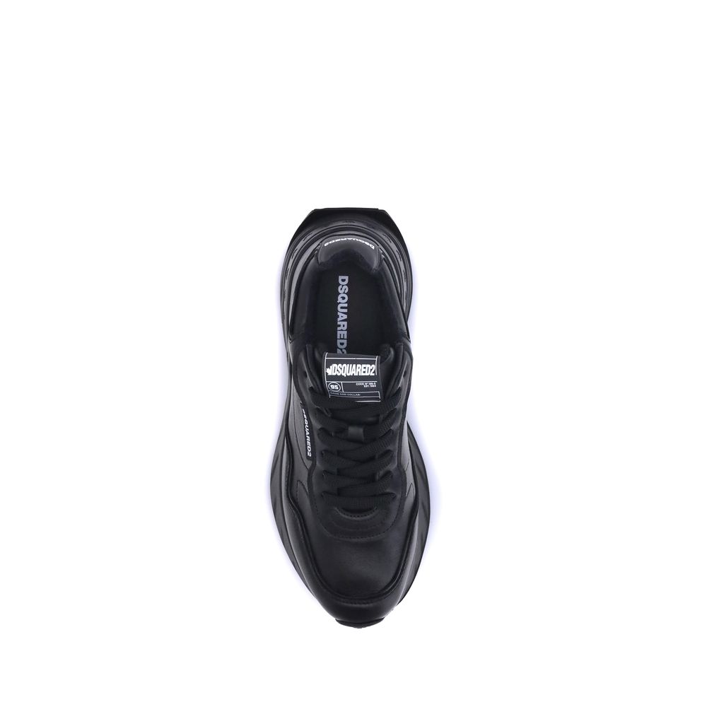 Dsquared² Black Calf Leather Bos Taurus Athletic Sneakers - GET THE BRAND