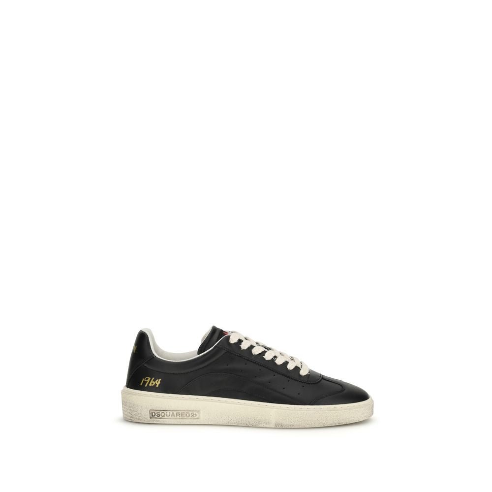 Dsquared² Black Calf Leather Bos Taurus Low Top Sneakers - GET THE BRAND
