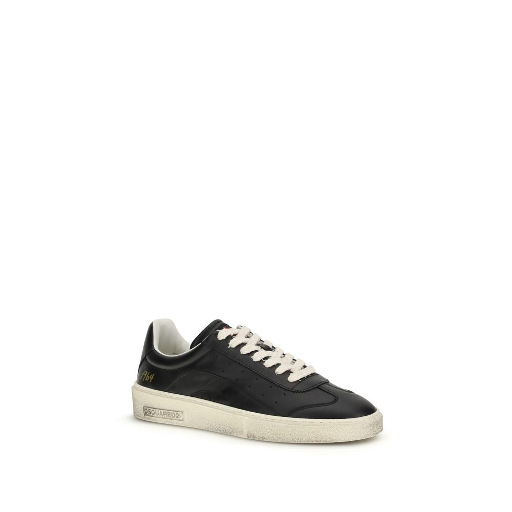 Dsquared² Black Calf Leather Bos Taurus Low Top Sneakers - GET THE BRAND