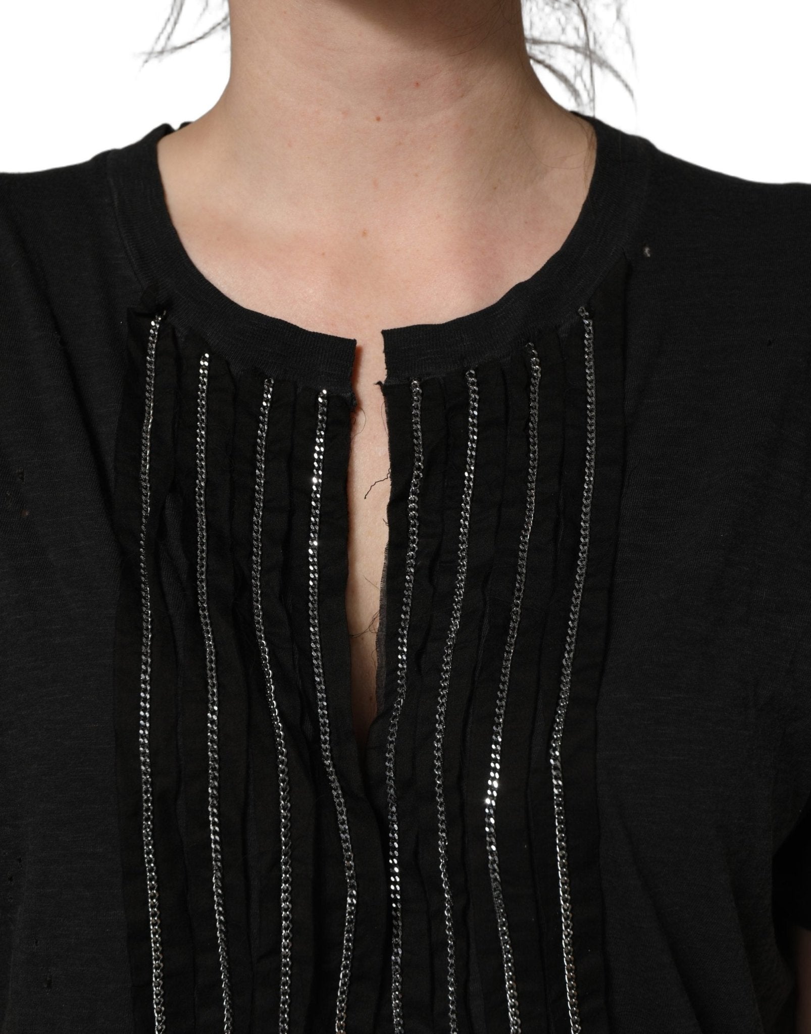Dsquared² Black Chain Embellished Cotton Short Sleeve T-shirt - GET THE BRAND