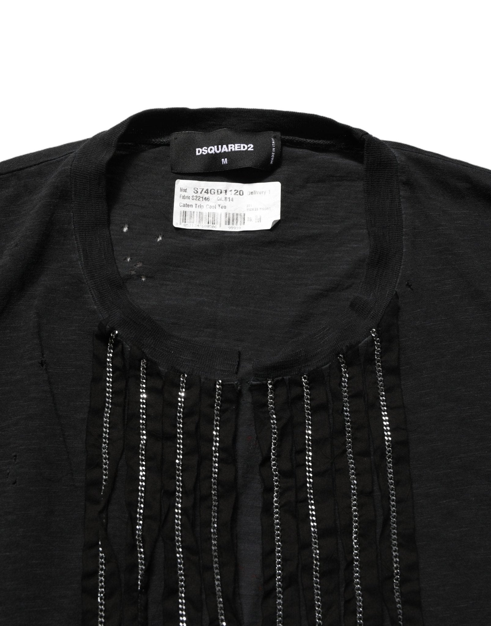 Dsquared² Black Chain Embellished Cotton Short Sleeve T-shirt - GET THE BRAND