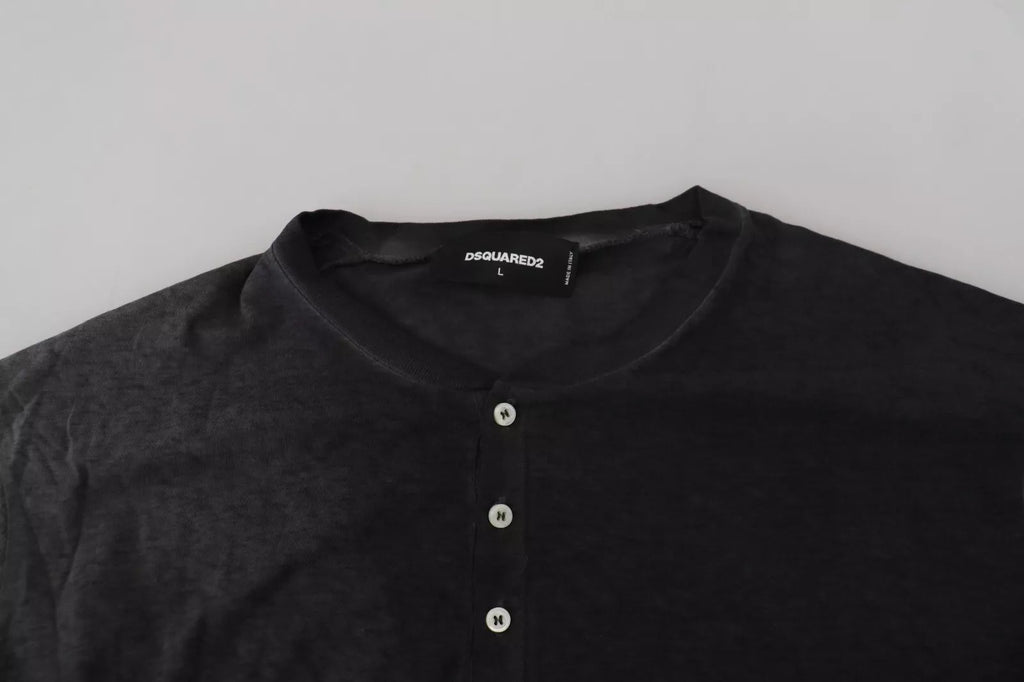 Dsquared² Black Cotton Linen Long Sleeves Pullover Sweater - GET THE BRAND