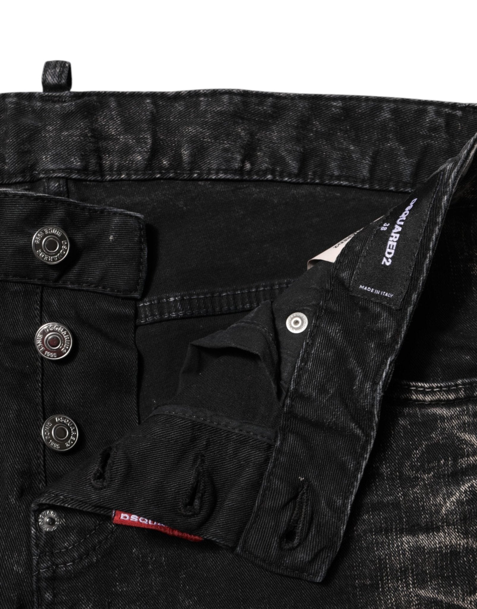 Dsquared² Black Washed Mid Waist Tapered Denim Jeans - GET THE BRAND